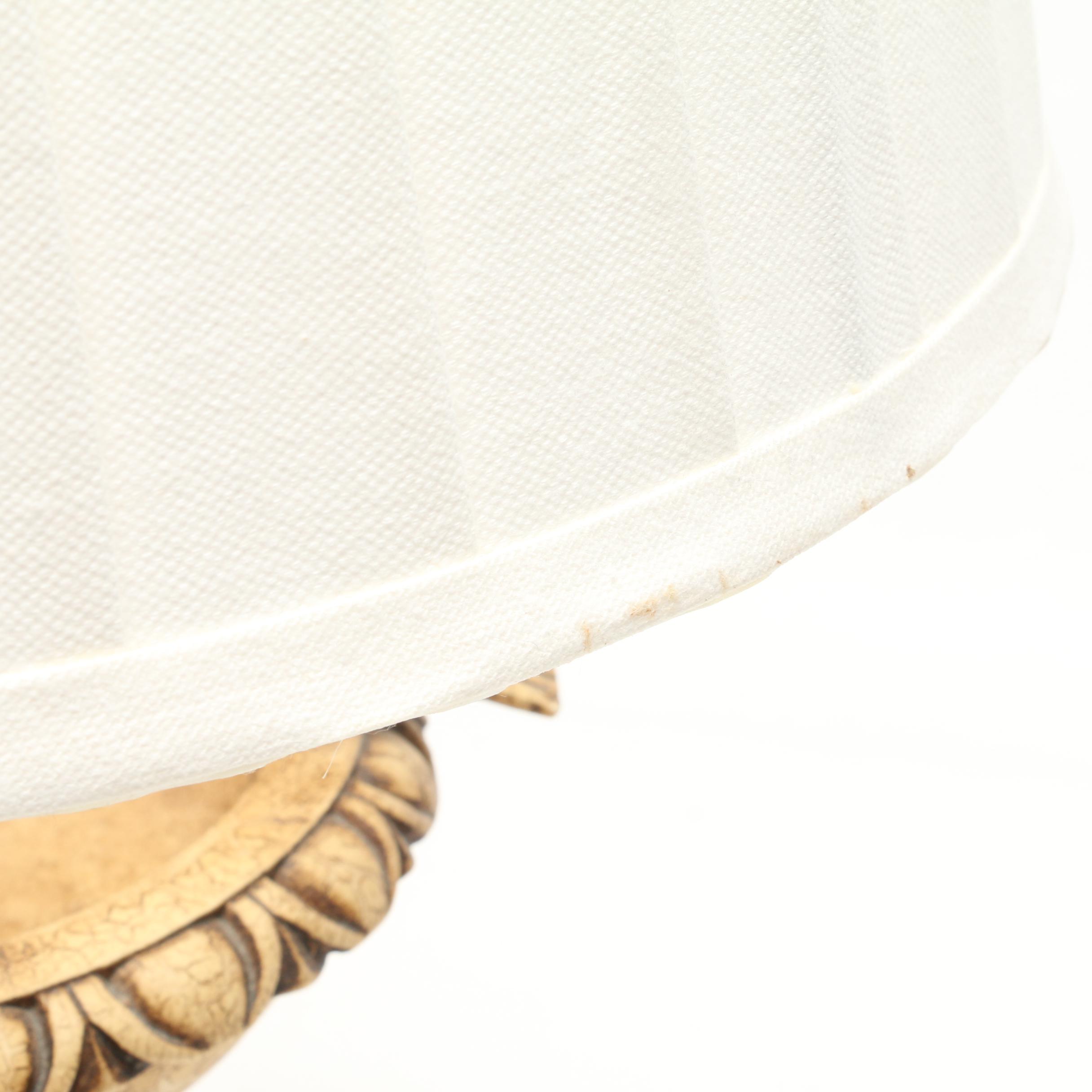 Bird Bath Form Resin Table Lamp with Fabric Shade EBTH