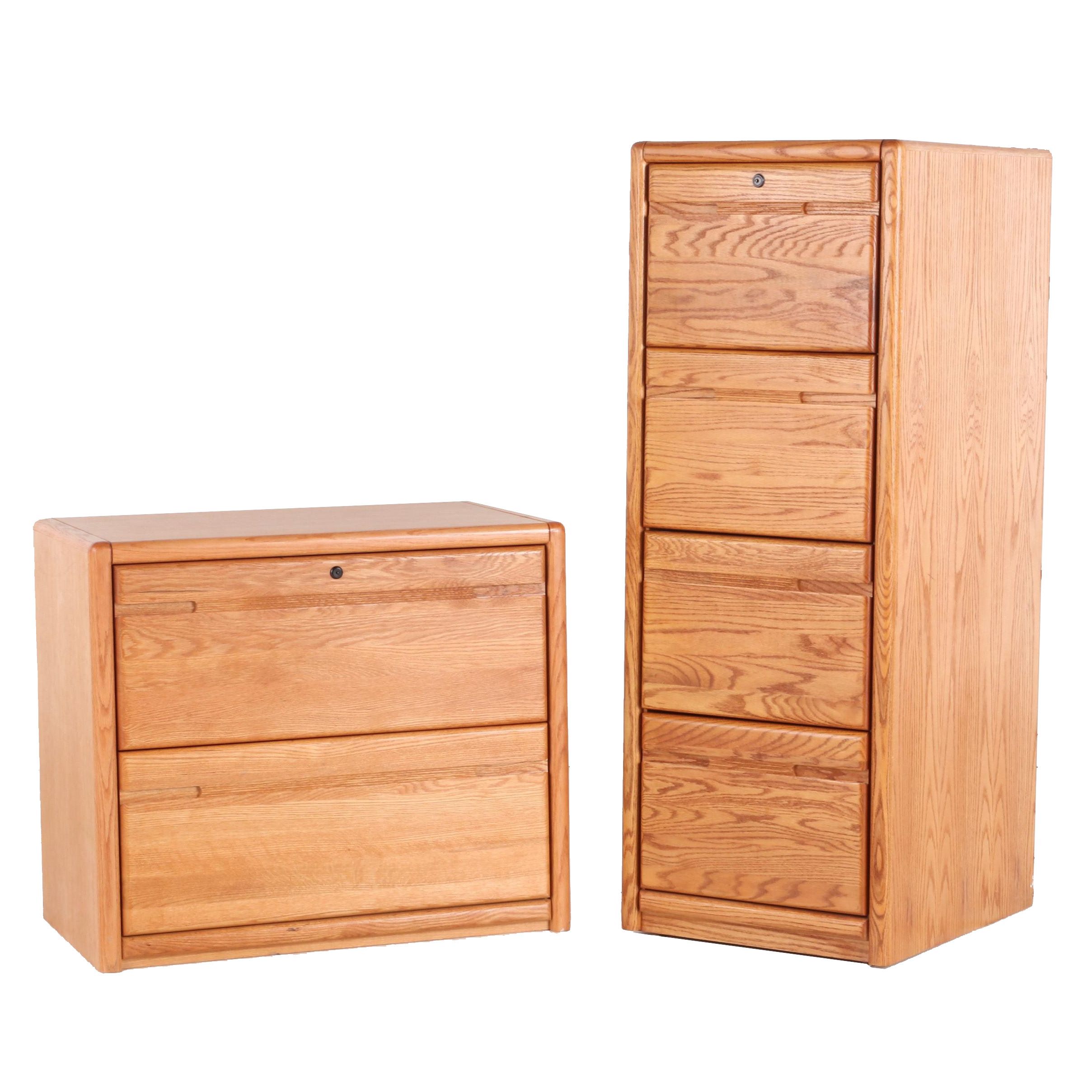 Oak And Laminate Multi Drawer Filing Cabinets Ebth