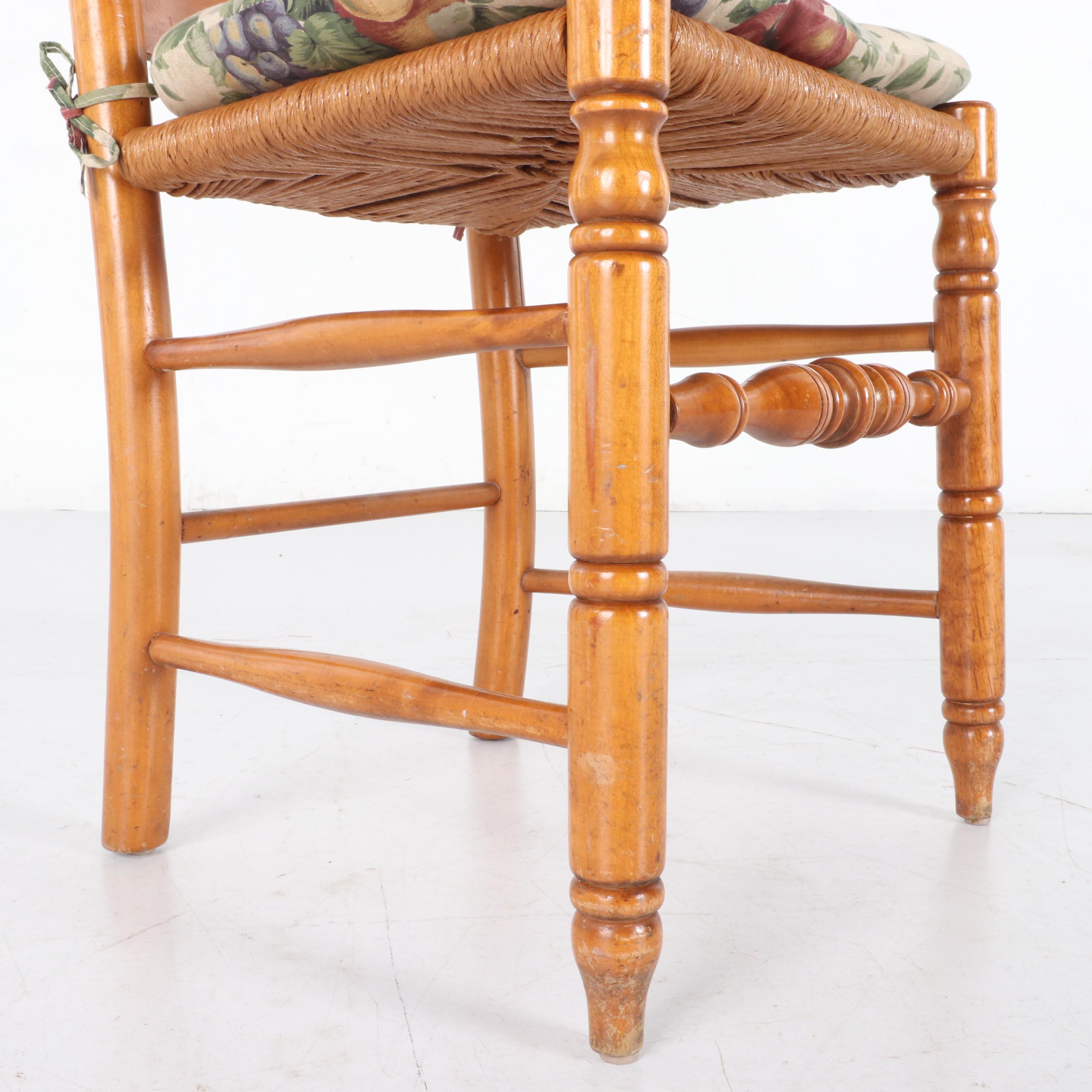 French Country Maple Ladder Back Rush Seat Dining Chairs EBTH