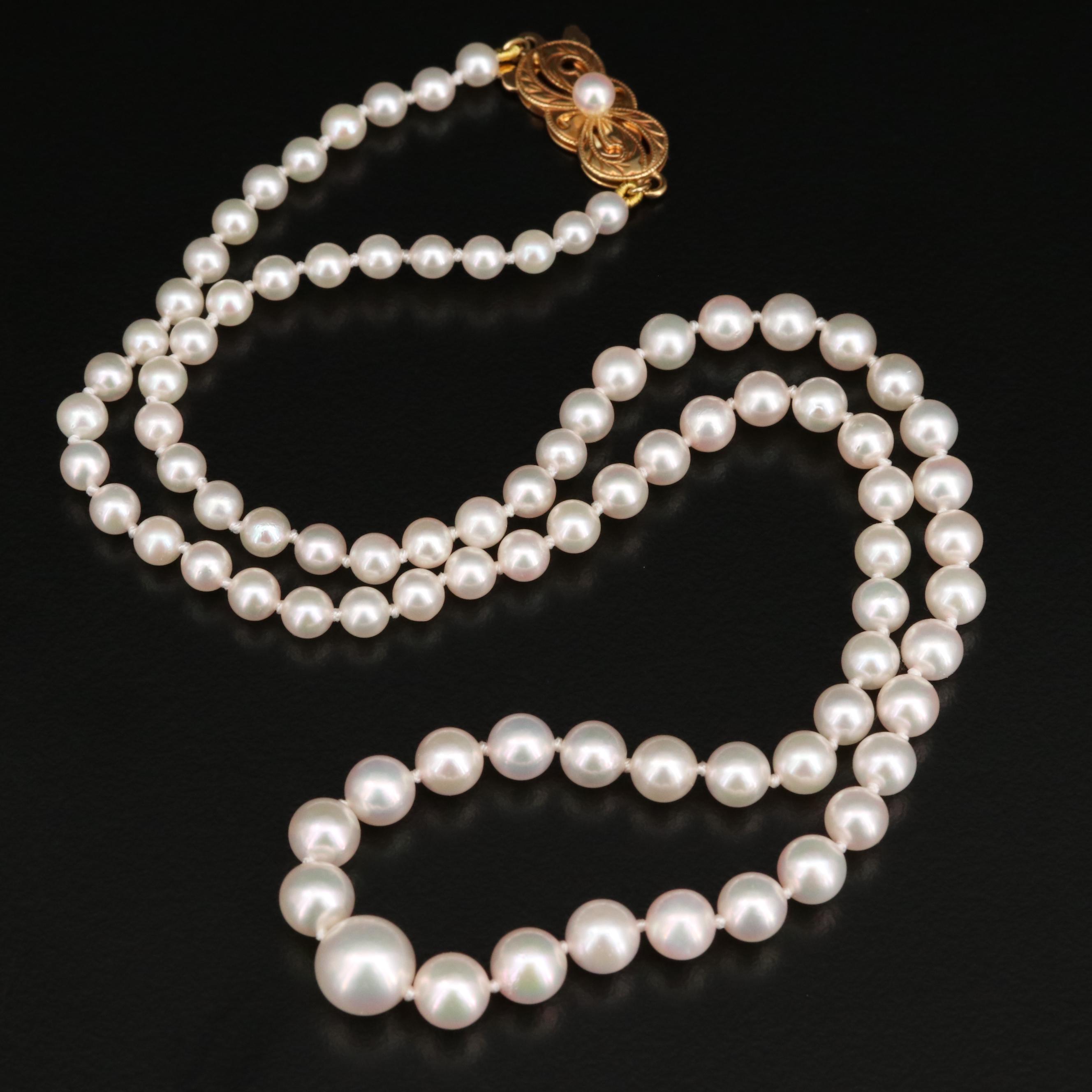Mikimoto Pearl Graduated Necklace with 18K Clasp EBTH