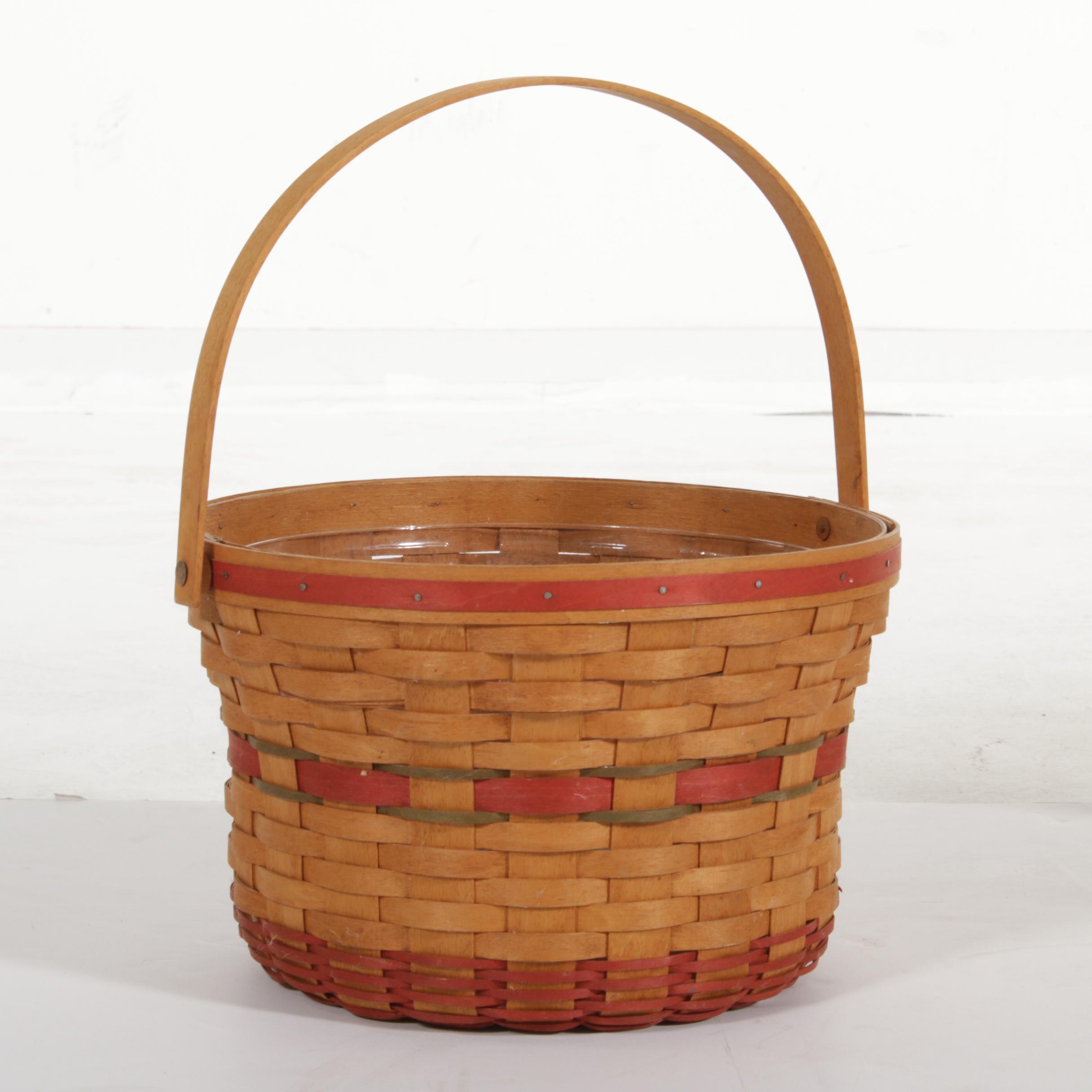 Longaberger Handwoven Wicker Baskets with Red, White and Blue Americana
