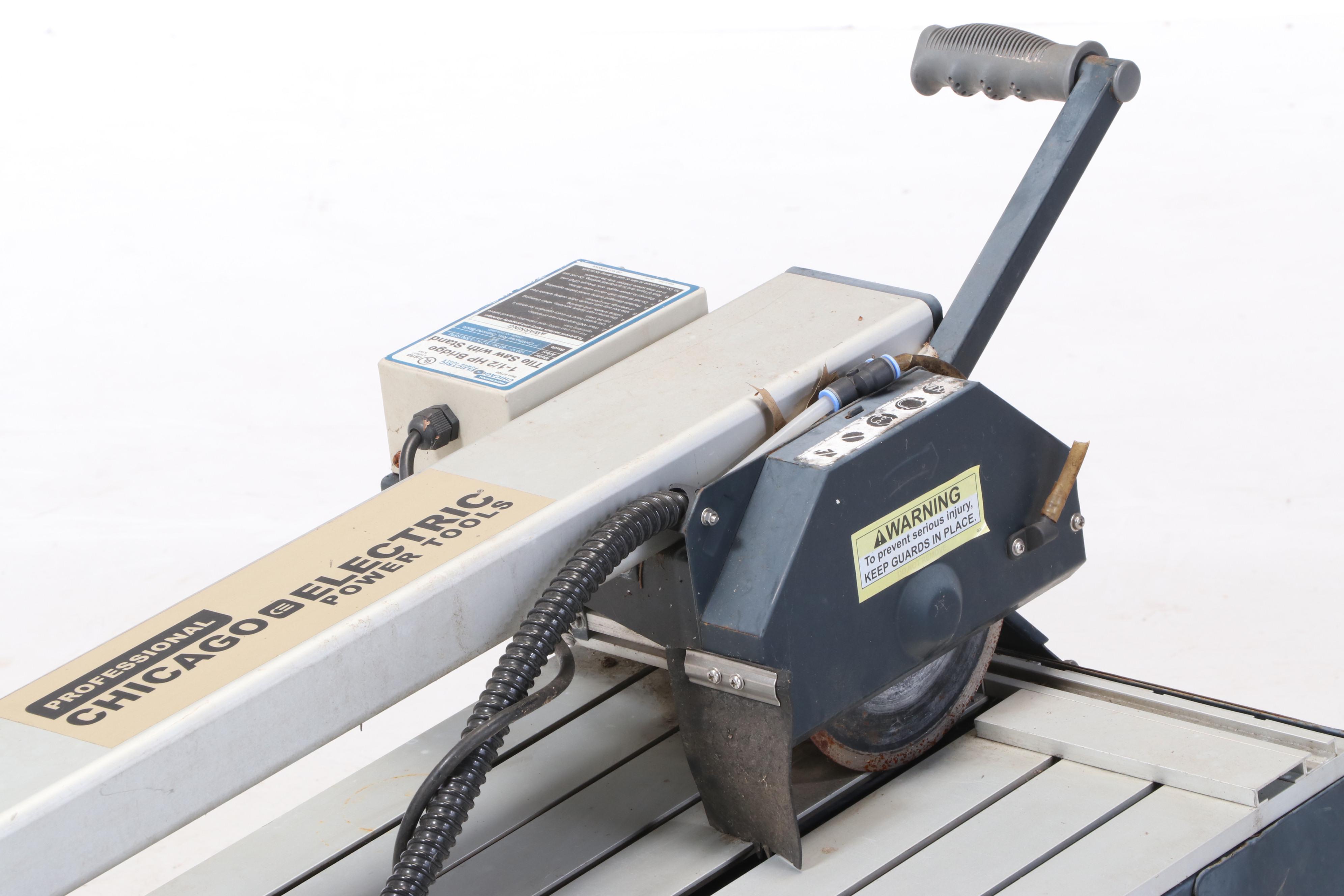 Chicago Electric Professional 7inch 1.5 HP Bridge Wet Cut Tile Saw