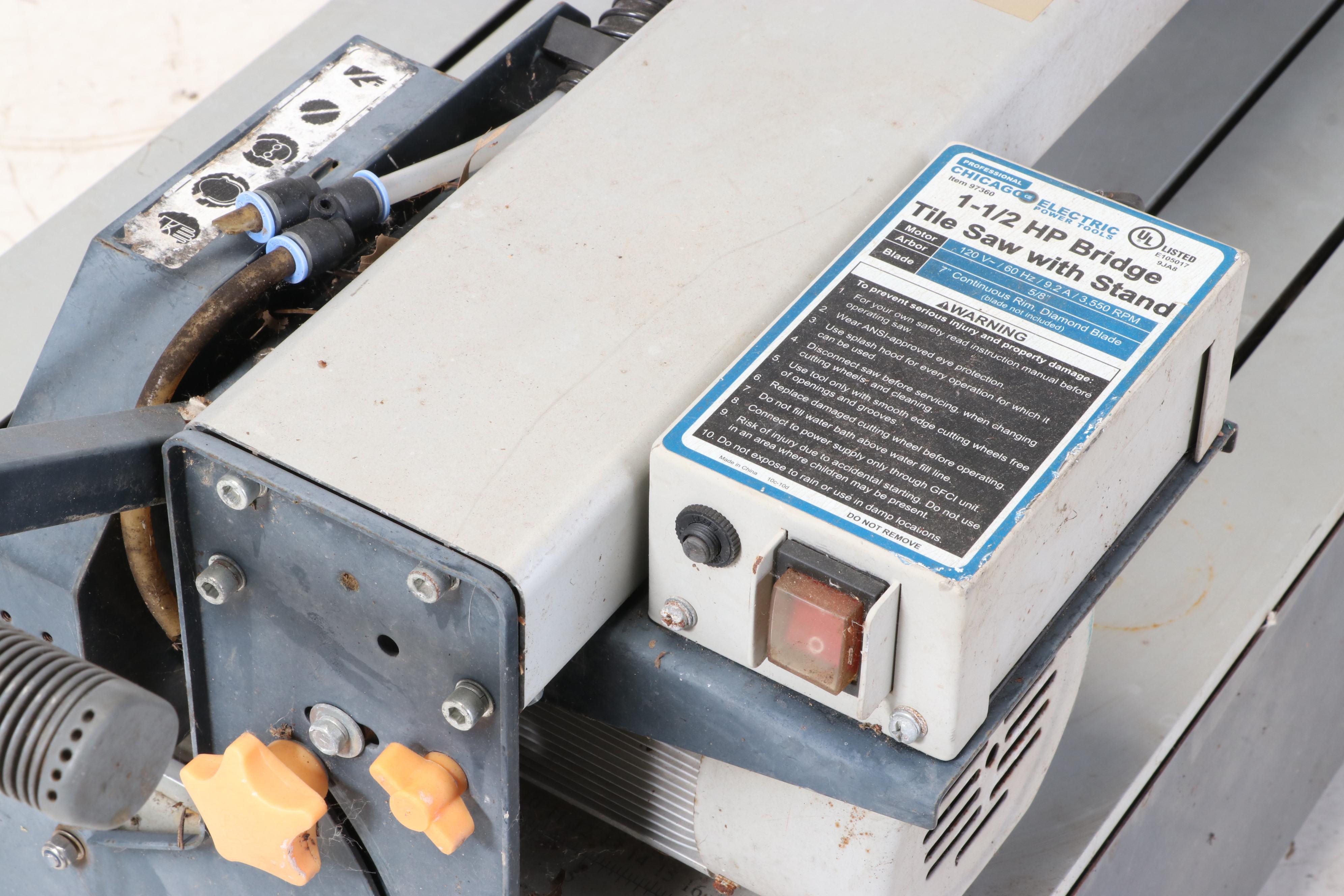 Chicago Electric Professional 7inch 1.5 HP Bridge Wet Cut Tile Saw