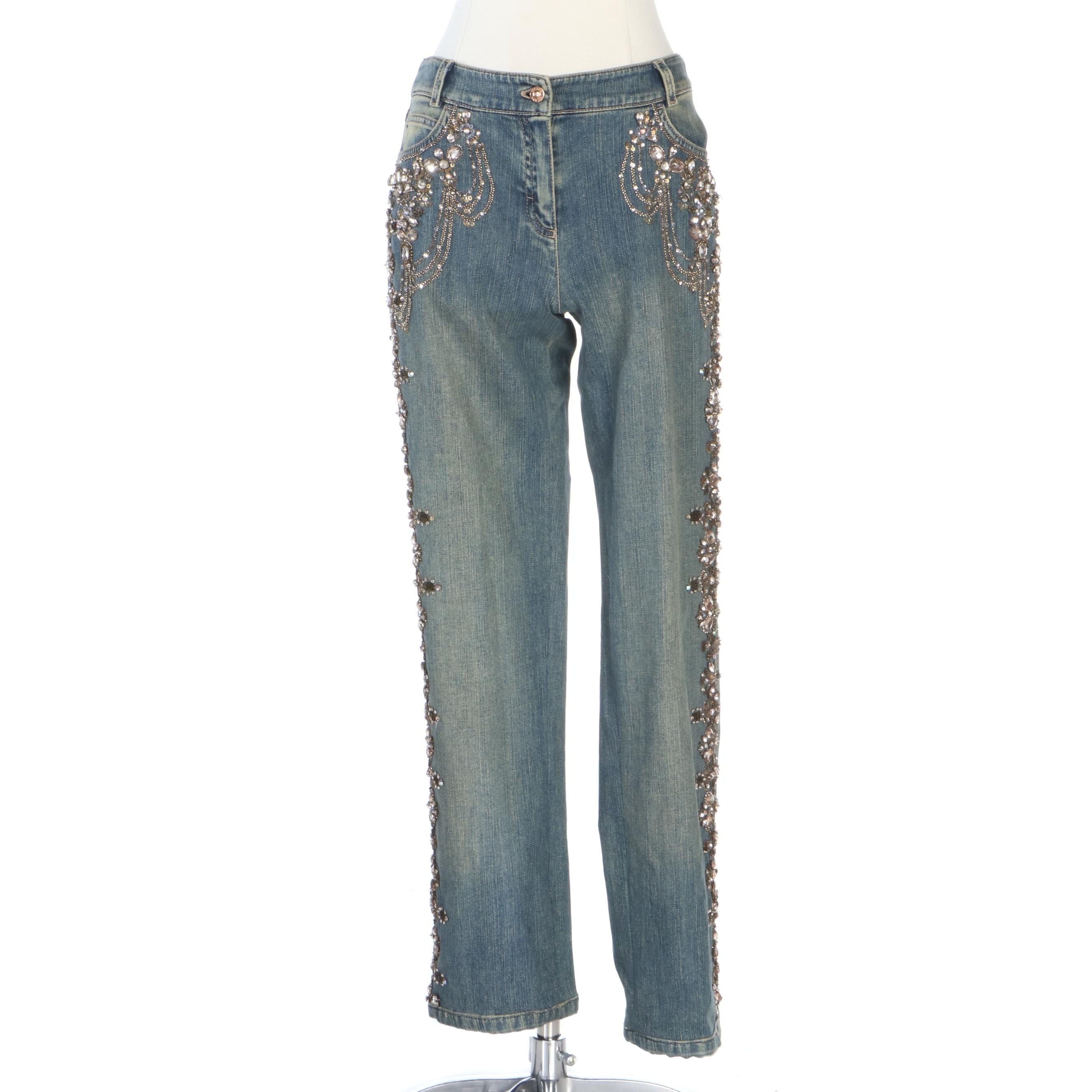 sequin embellished jeans
