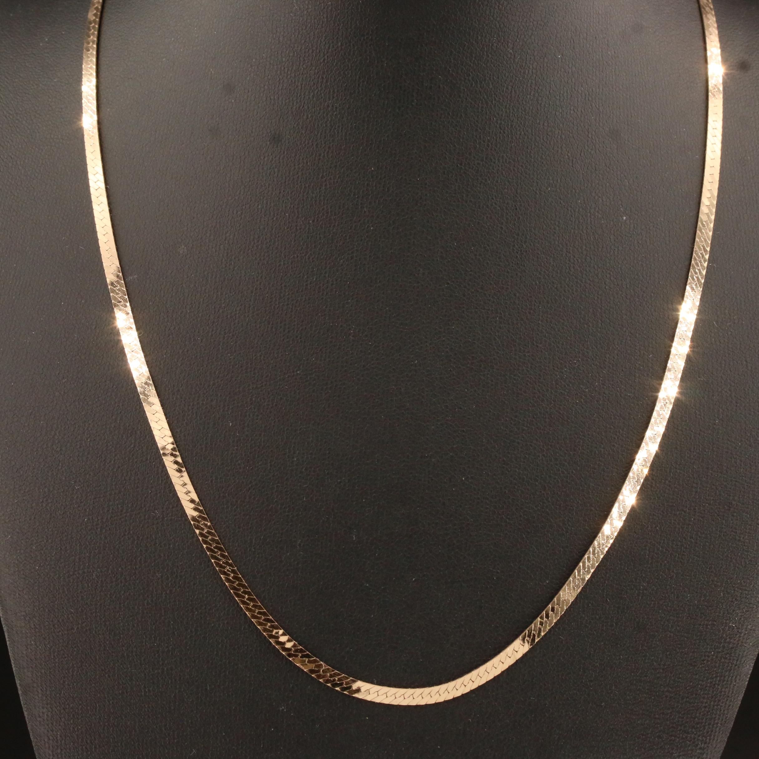 14K Herringbone Chain Necklace EBTH