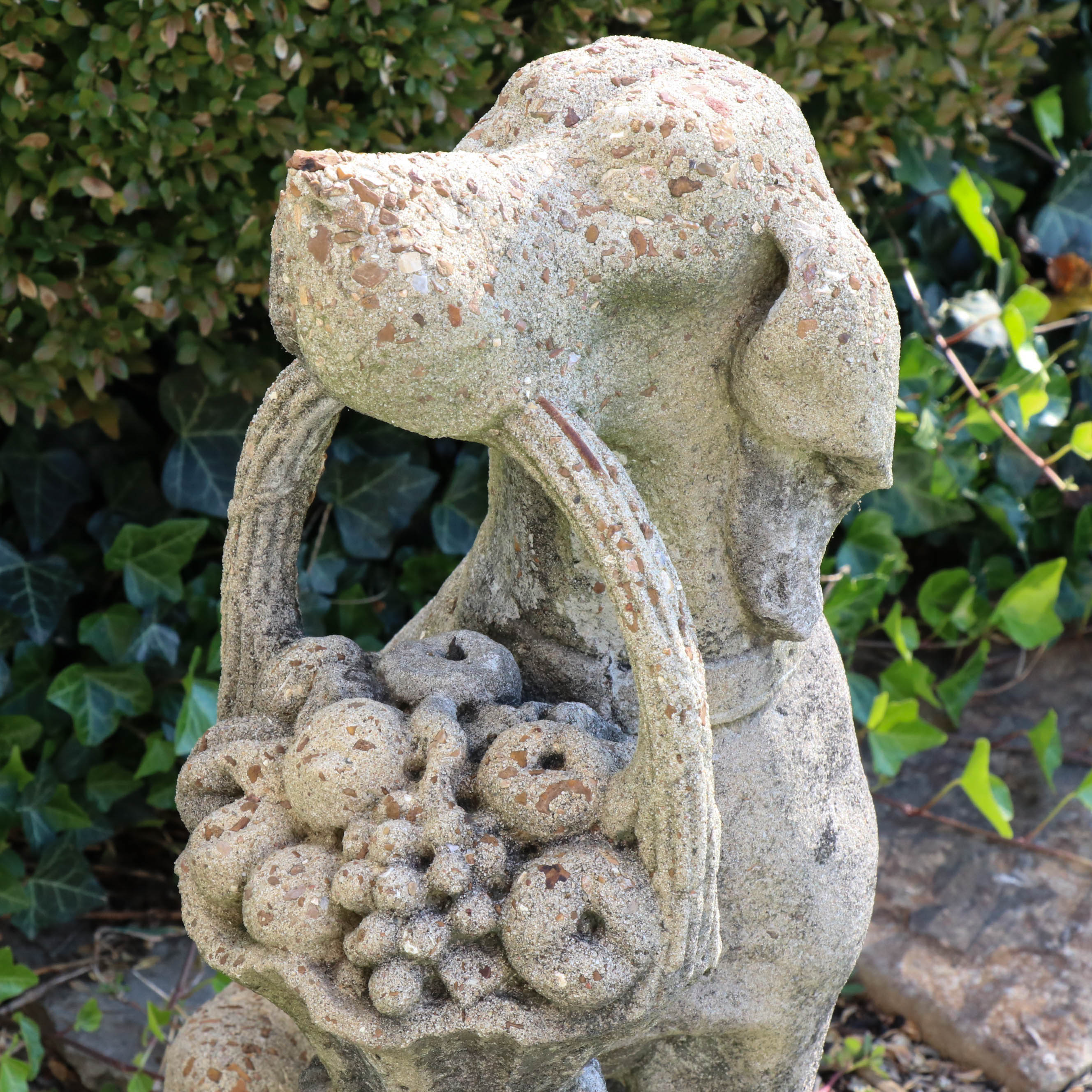 Concrete Garden Statues of Dogs with Flower Baskets, 20th Century EBTH