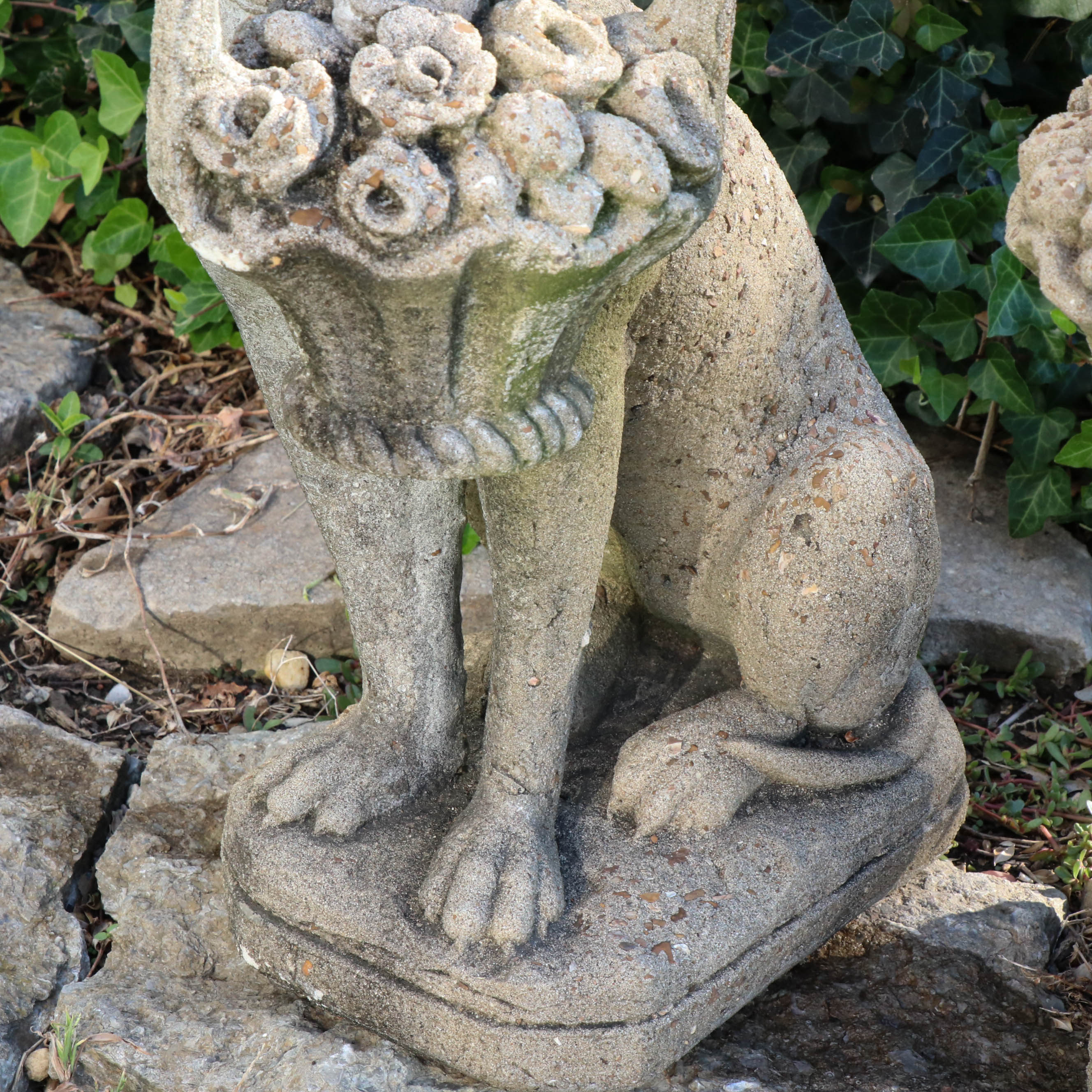 Concrete Garden Statues Of Dogs With Flower Baskets 20th Century EBTH   IMG 2504 