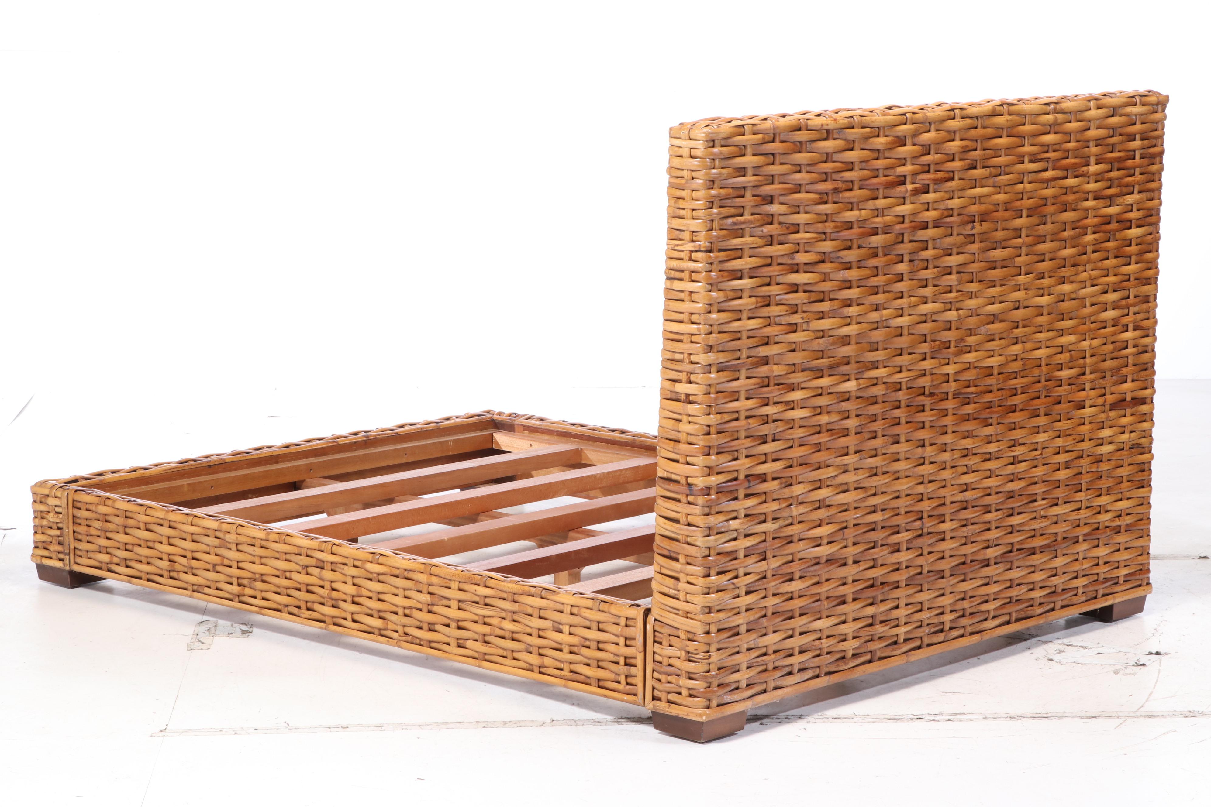 Contemporary Rattan Queen Size Bed Frame EBTH