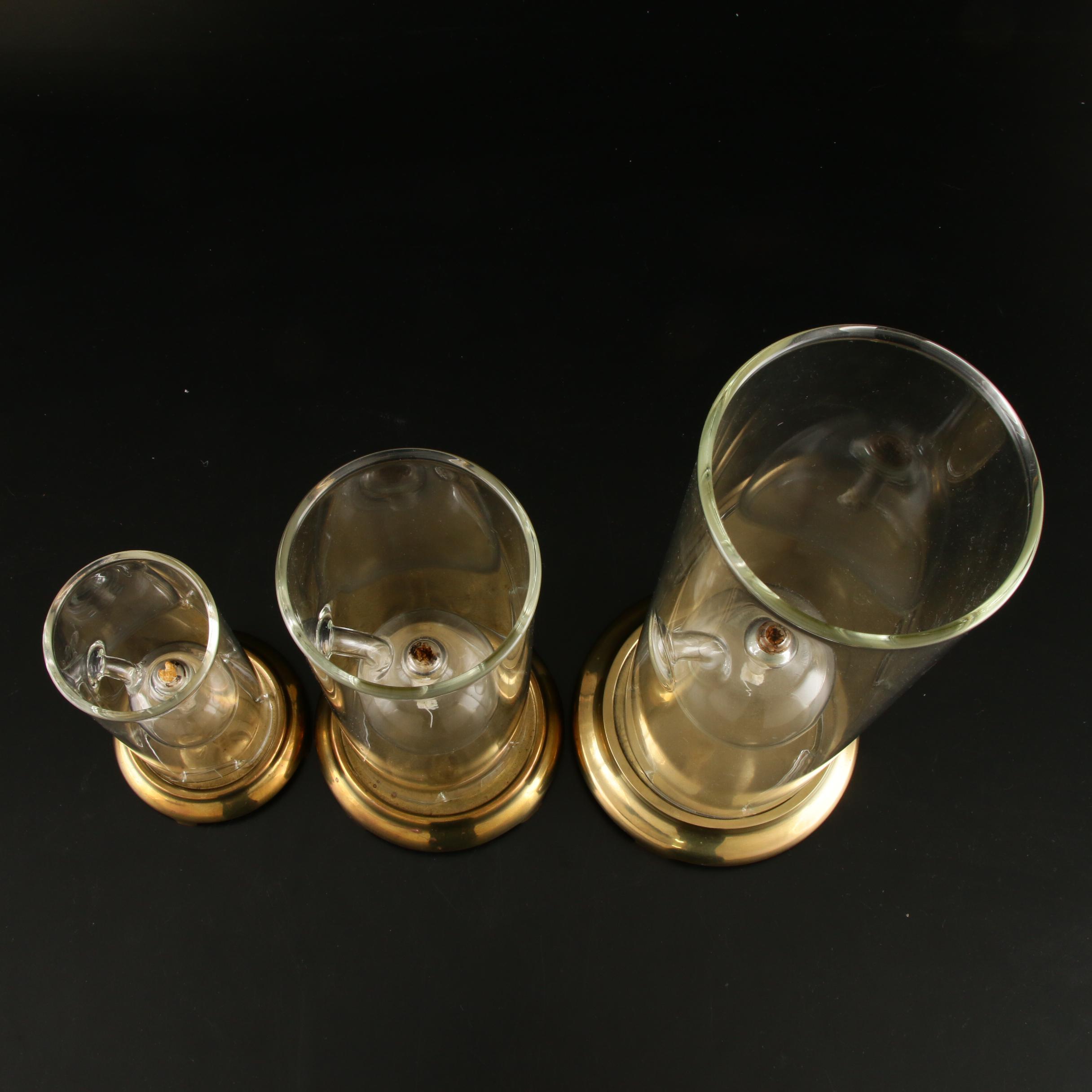 Wolfard Glass Oil Lamps with Brass Bases, Late 20th Century EBTH