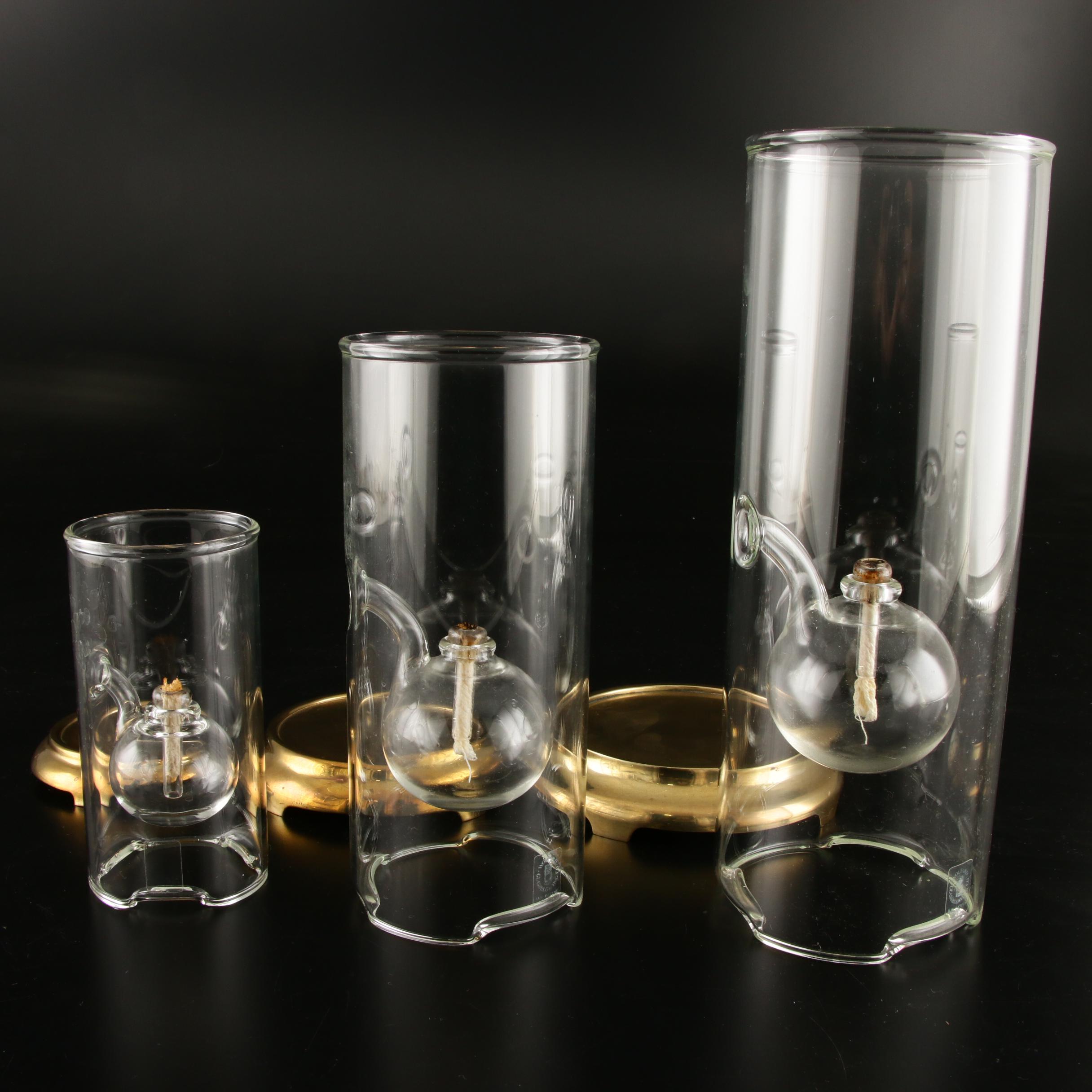 Wolfard Glass Oil Lamps with Brass Bases, Late 20th Century EBTH