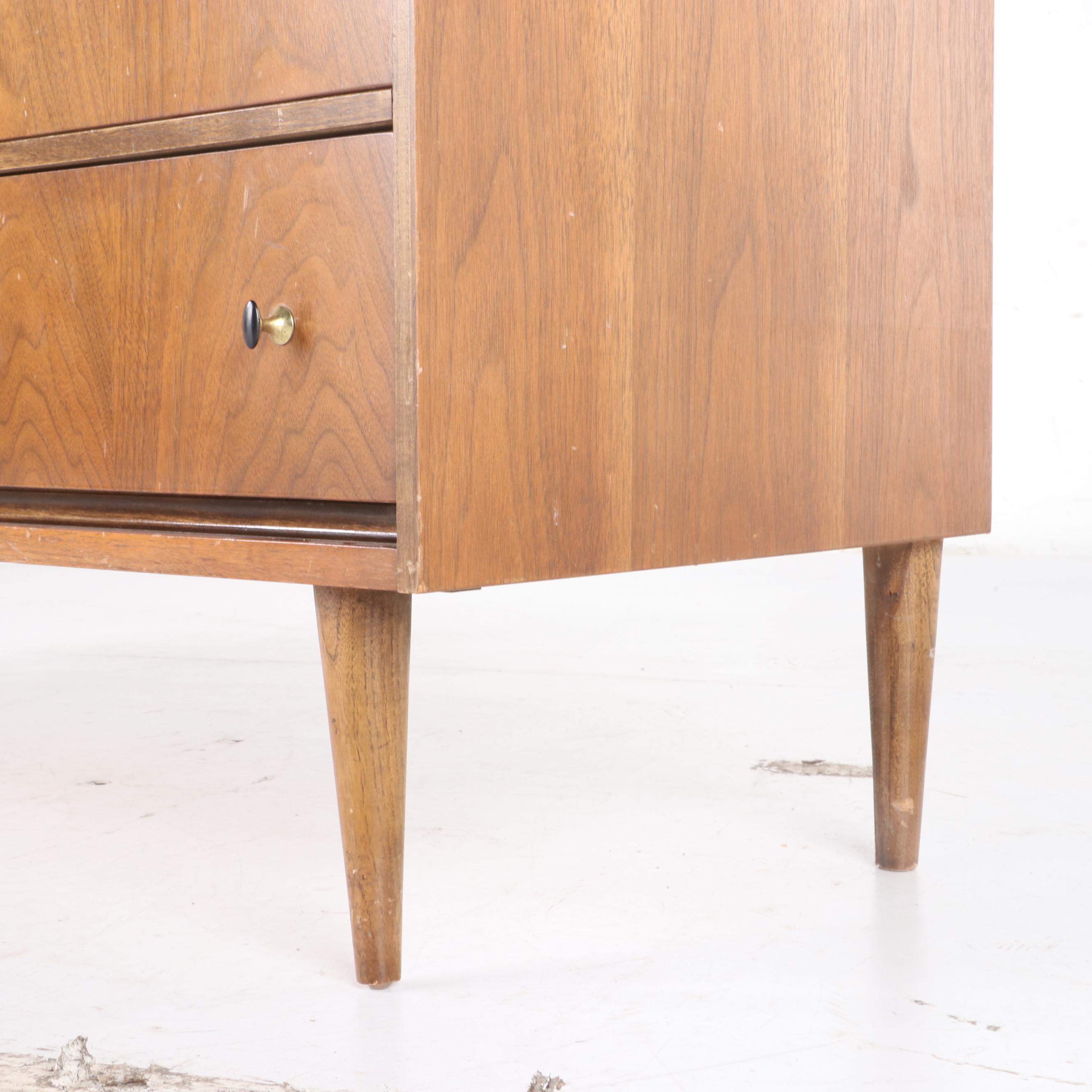 Bassett Furniture Mid Century Modern Walnut and Laminate Bookcaseon