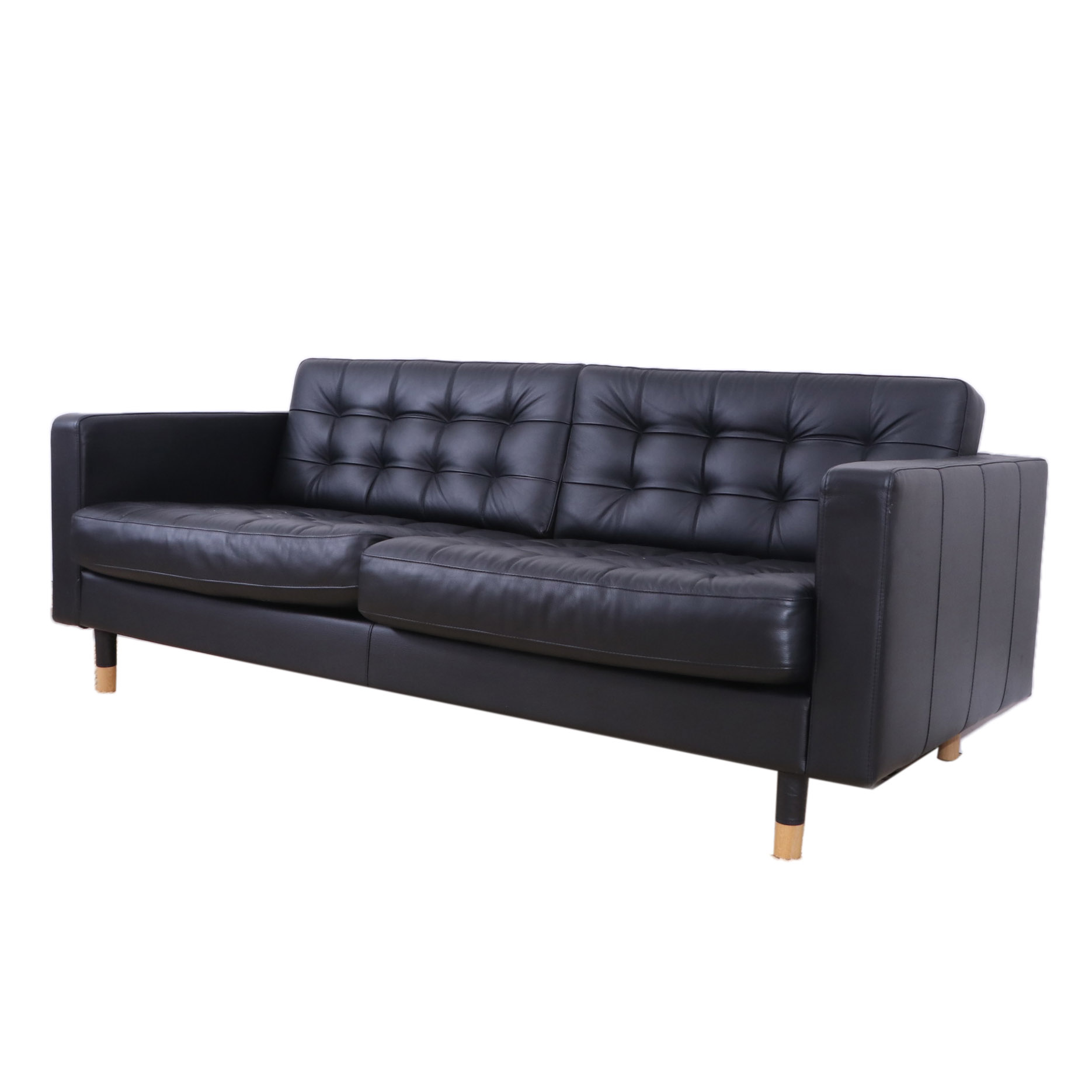 IKEA MORABO Black Tufted Leather Studio Sofa EBTH