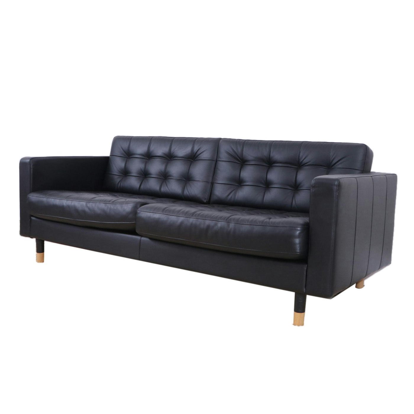 Ikea Morabo Black Tufted Leather Studio Sofa Ebth