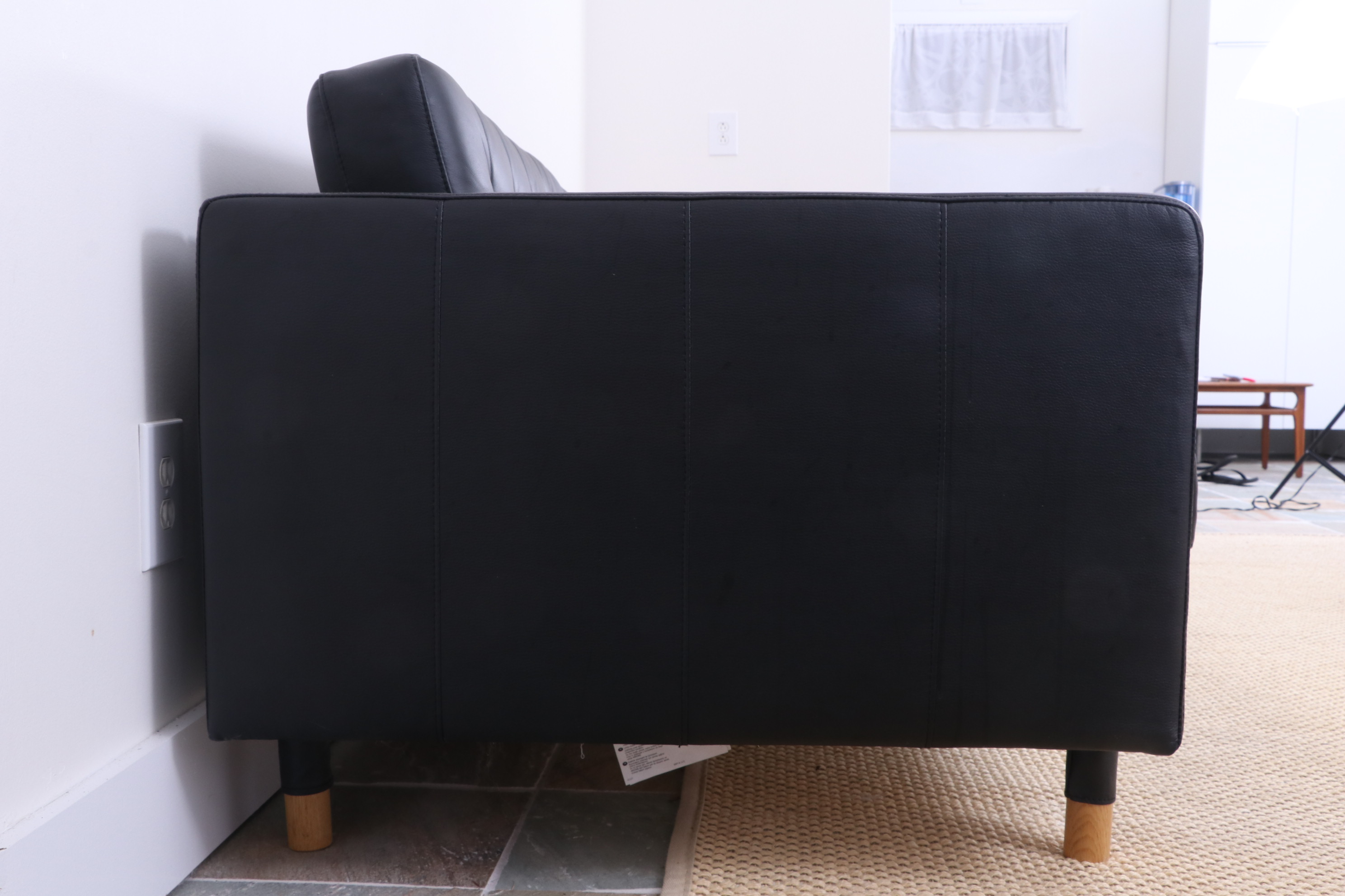 IKEA MORABO Black Tufted Leather Studio Sofa EBTH