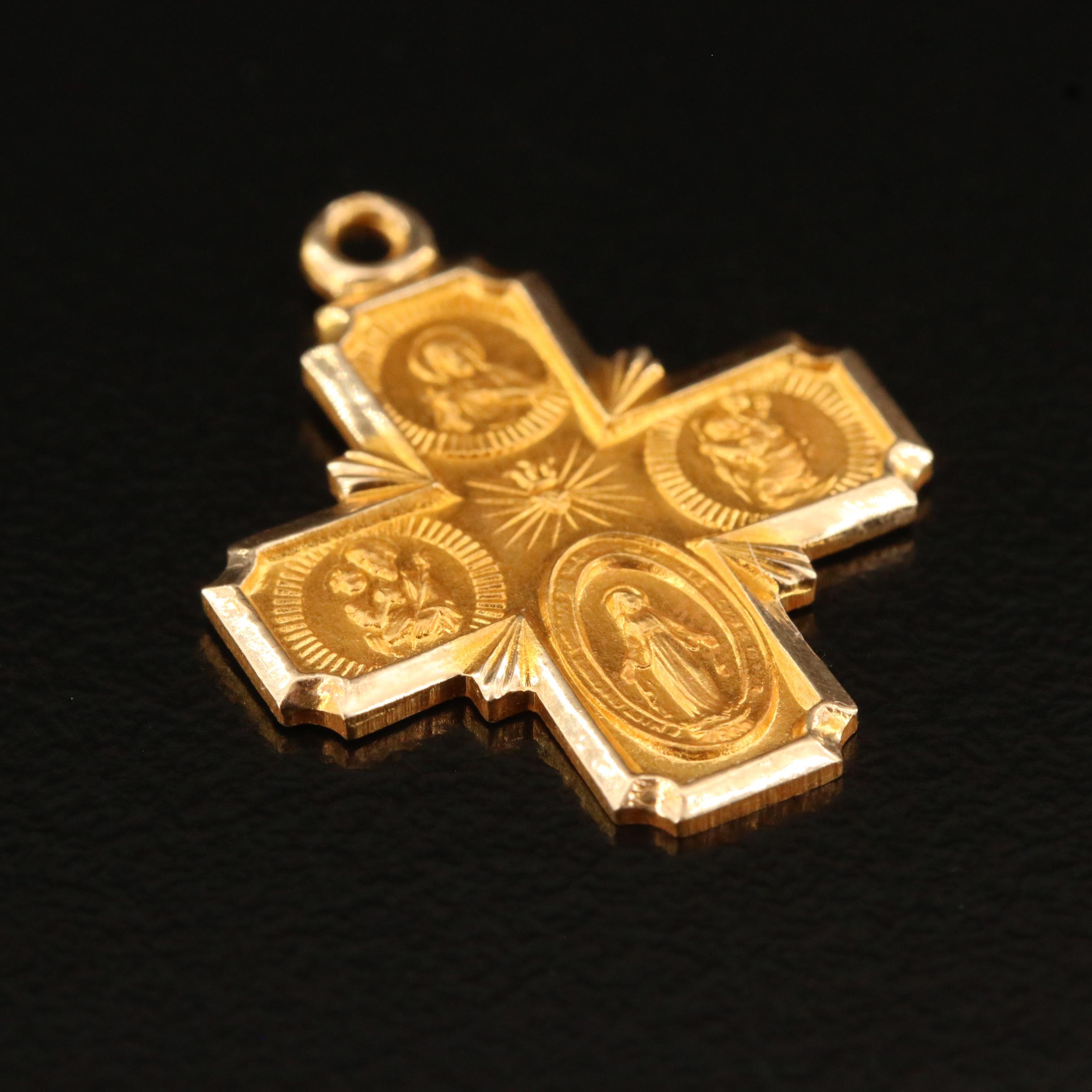 14K Catholic Cross Pendant EBTH