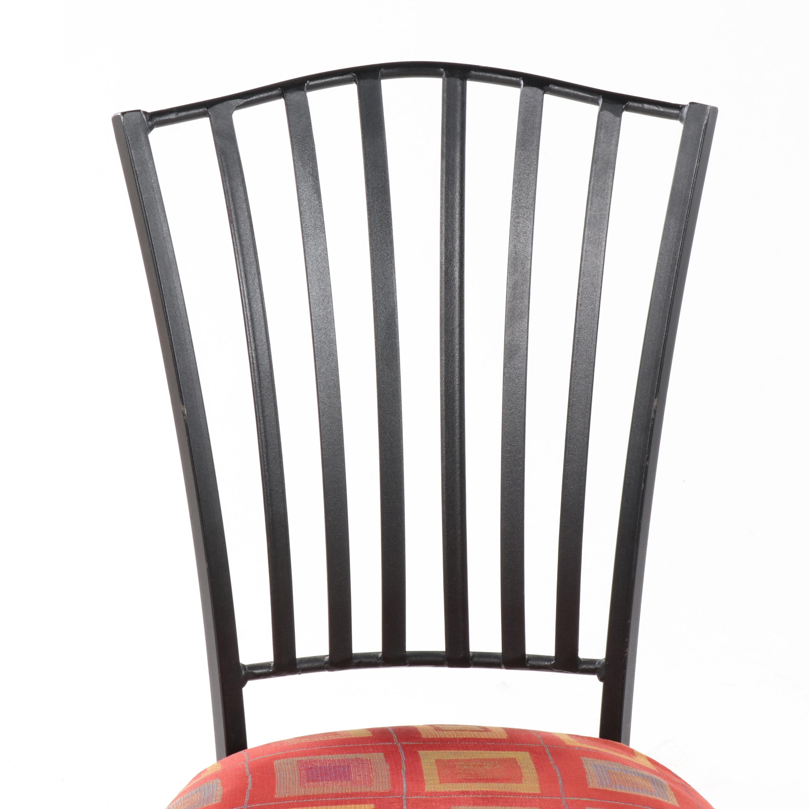 Metal Dining Table with Glass top and Four Chairs, Contemporary EBTH