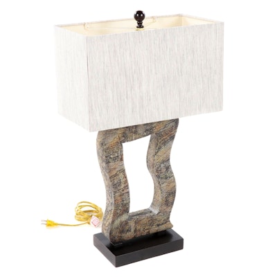 Patinated Metal Rectangular Table Lamp, Contemporary