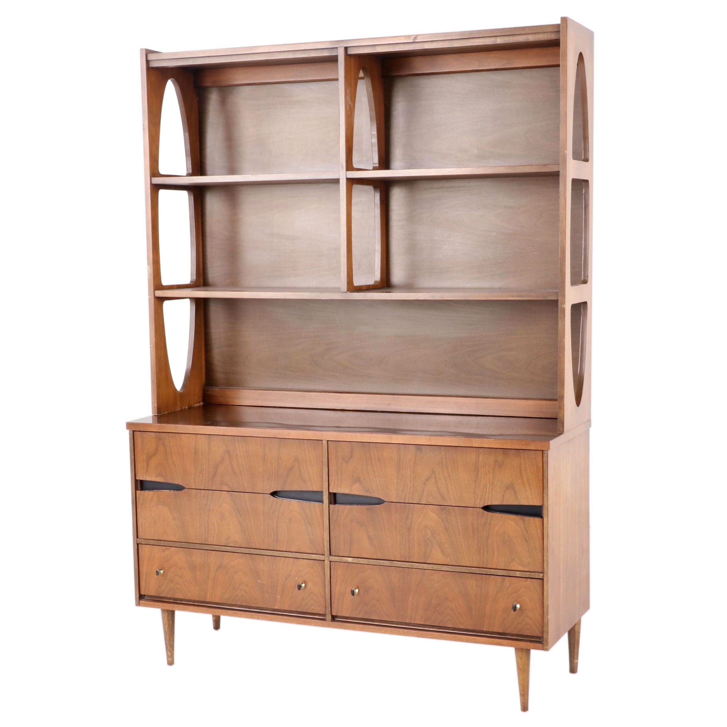 Bassett Furniture Mid Century Modern Walnut and Laminate BookcaseonChest EBTH