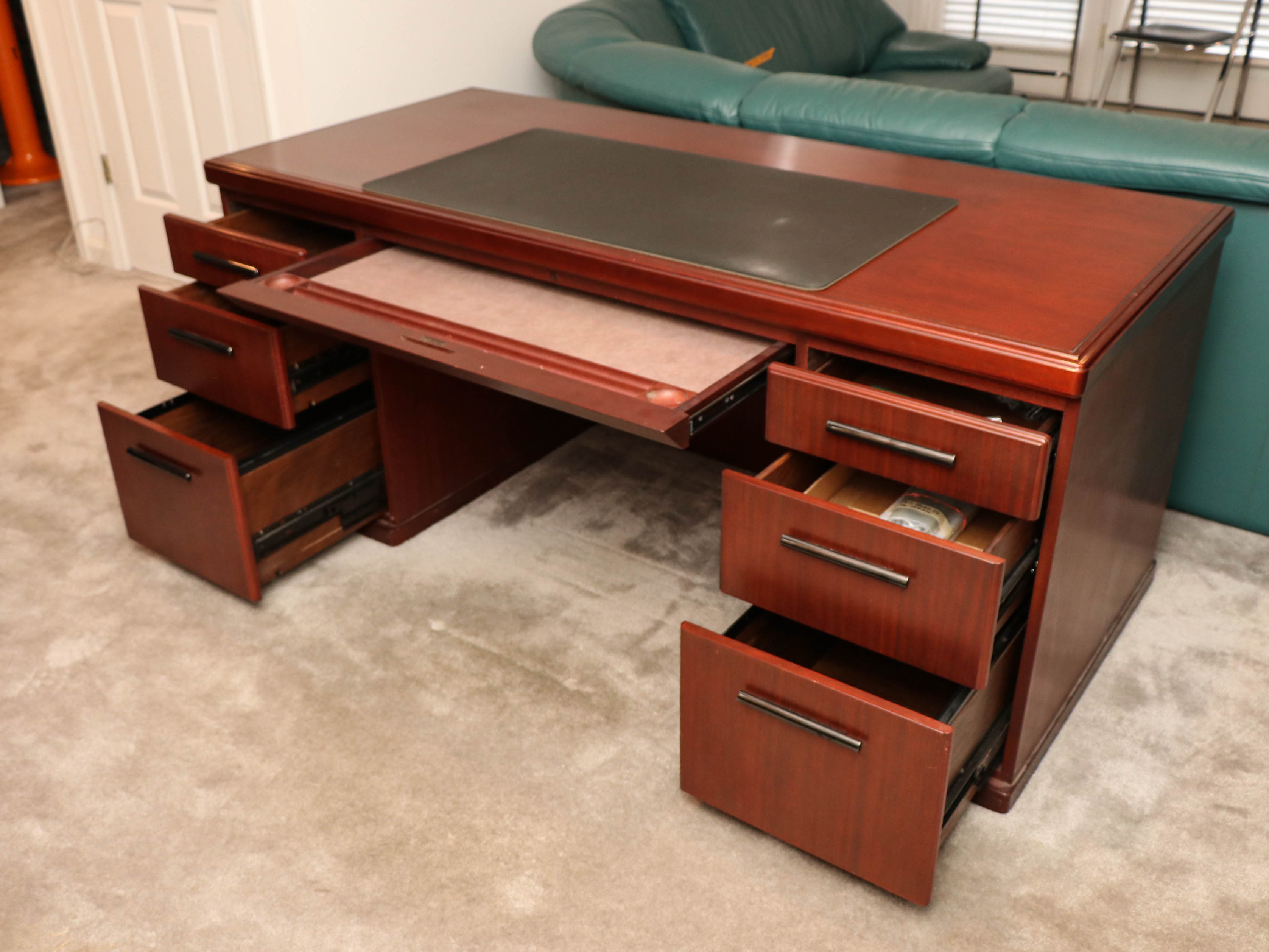 Kimball Modern Wood Executive Desk in Cherry Finish, Late 20th Century