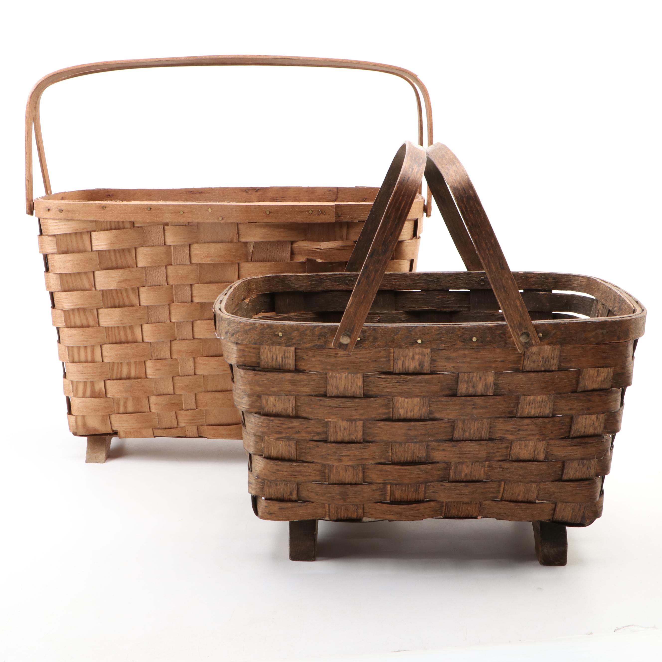 Two Woven Wood Baskets EBTH