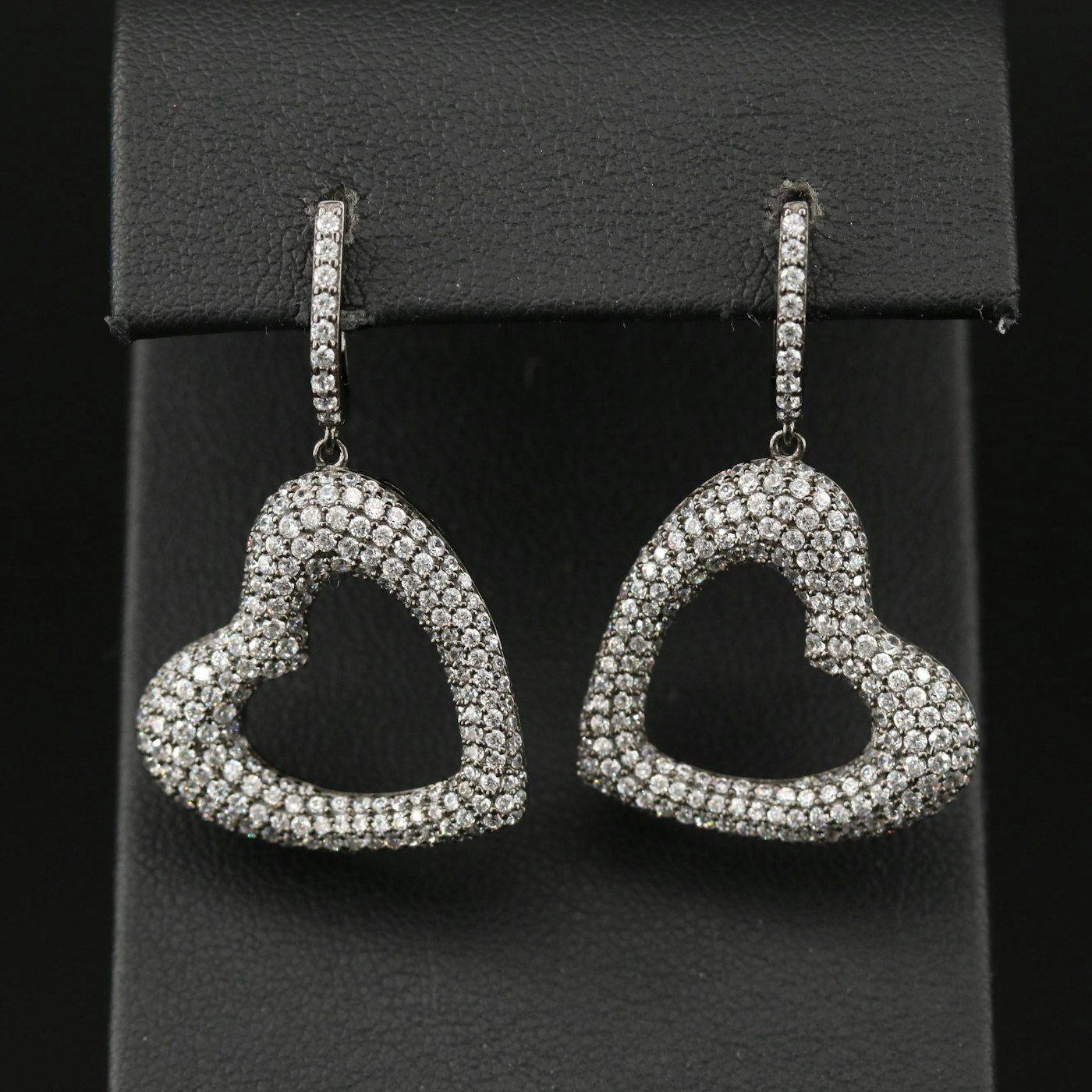 Sterling Silver Cubic Zirconia Heart Dangle Earrings | EBTH