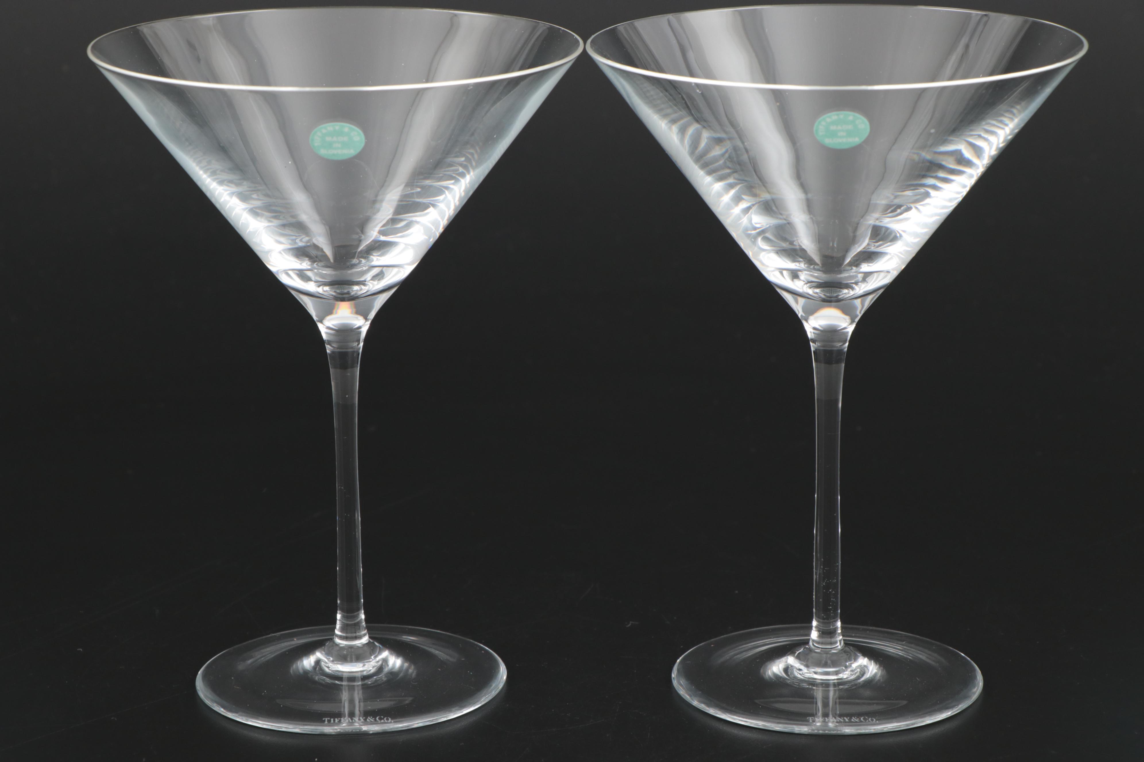 Tiffany & Co. Martini Glasses with Fred Bould for Nambé Twist Cocktail