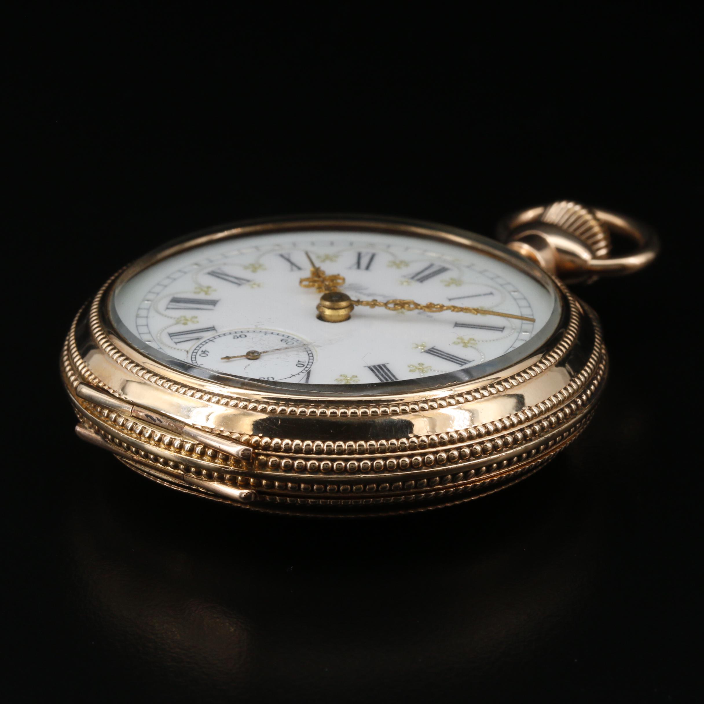 1898 Elgin 14K Gold Filled Open Face Pocket Watch EBTH