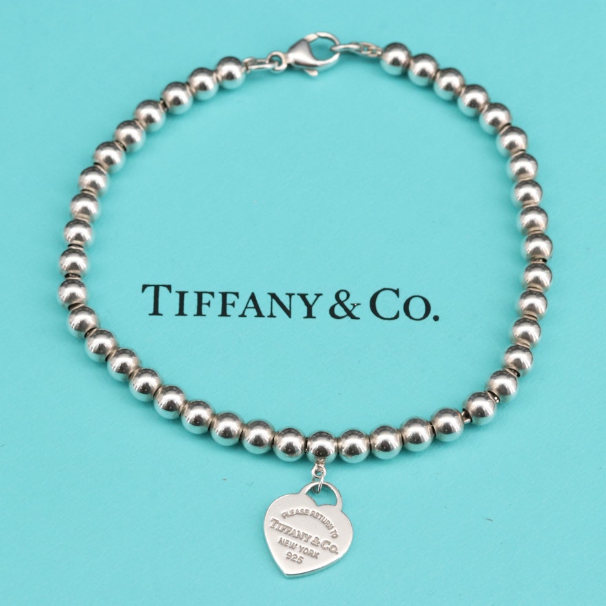Tiffany Co Return To Tiffany Sterling Silver Bead Bracelet With Heart Ebth