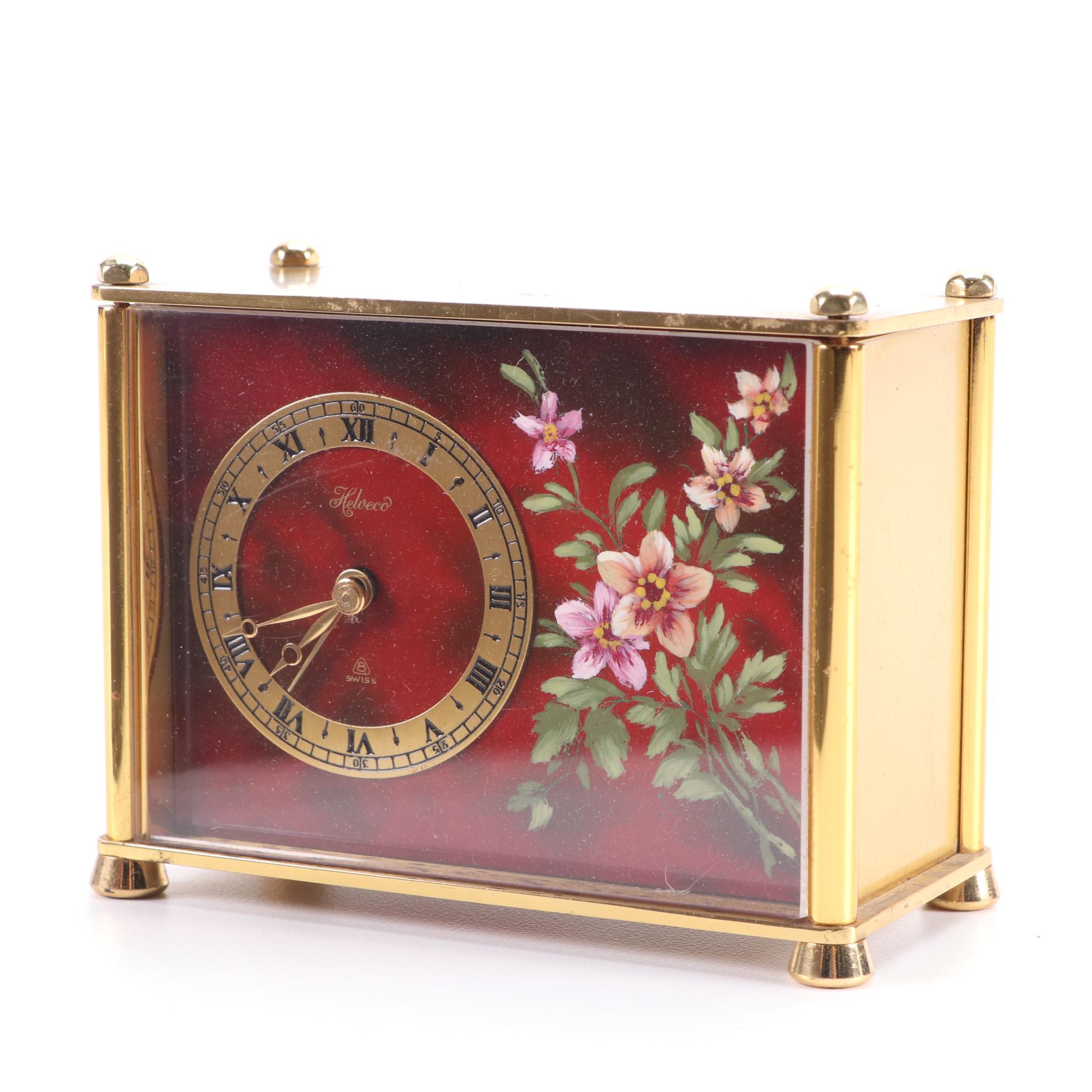 Helveco Combination Alarm Clock/Music Box with Japanese Gold Plate