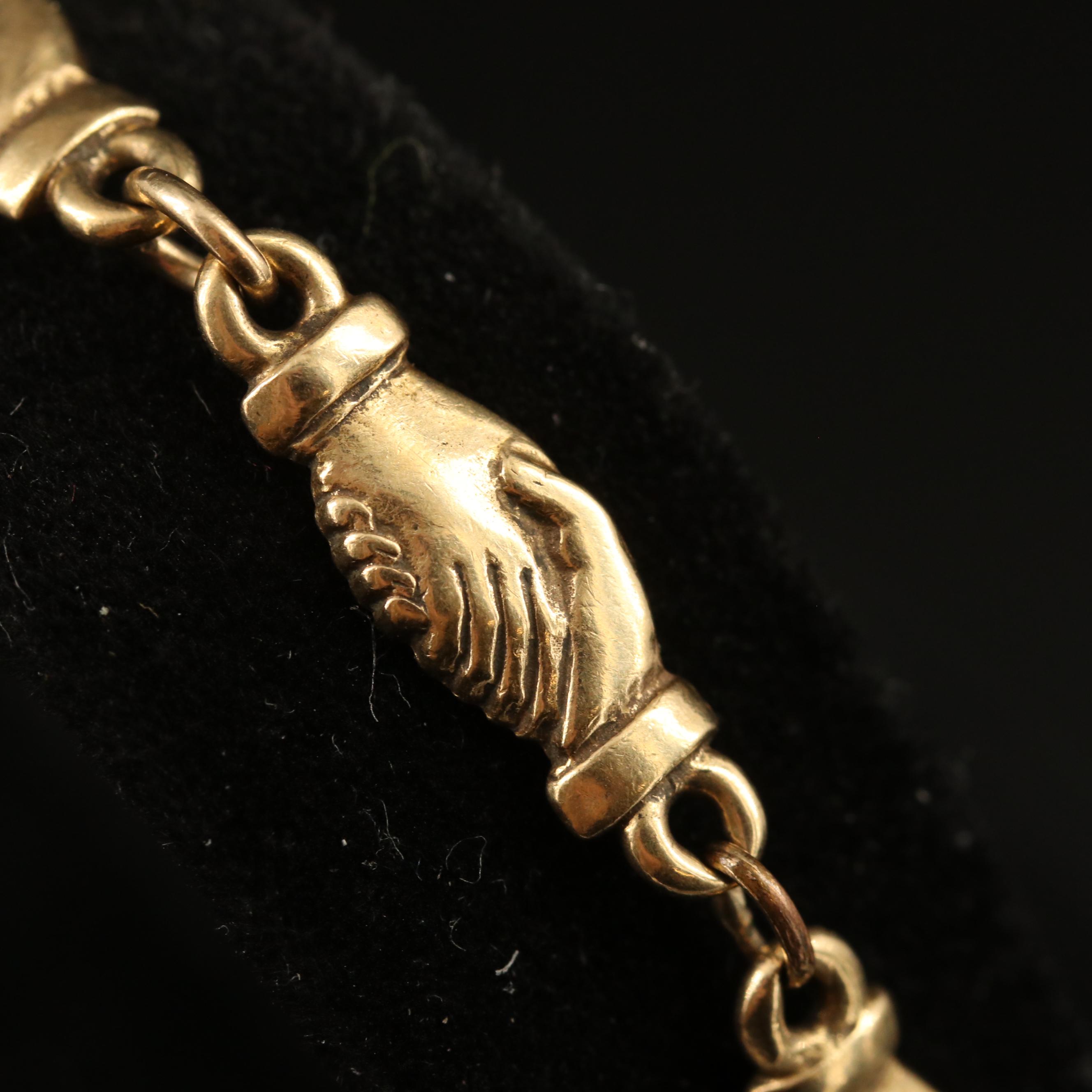 James Avery 14K Clasping Hands Link Bracelet EBTH