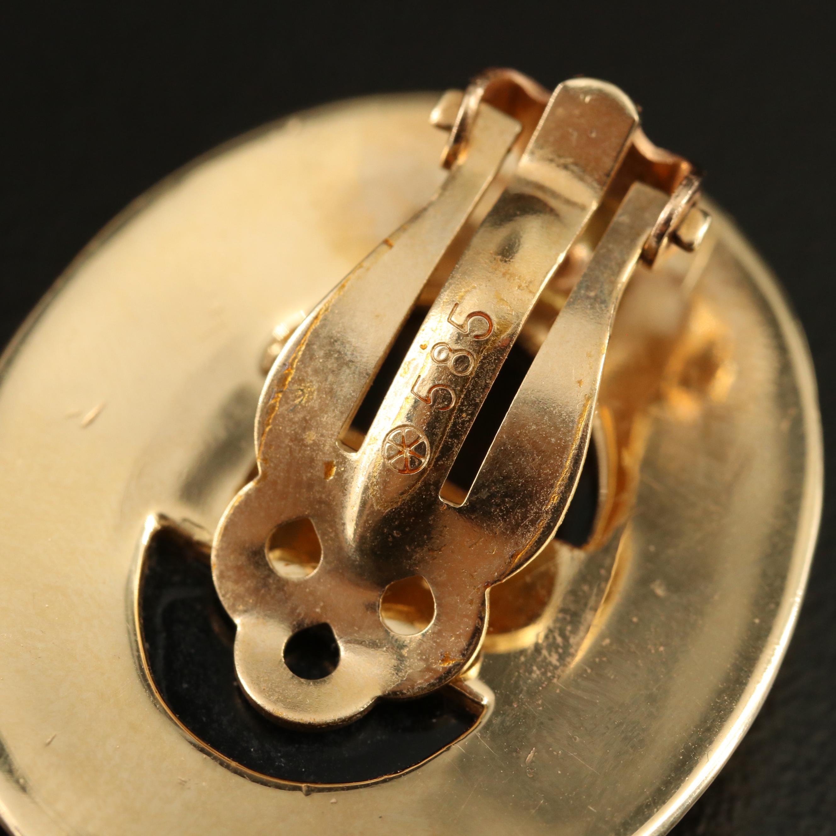 Vintage James Avery 14K Black Onyx Button Earrings EBTH