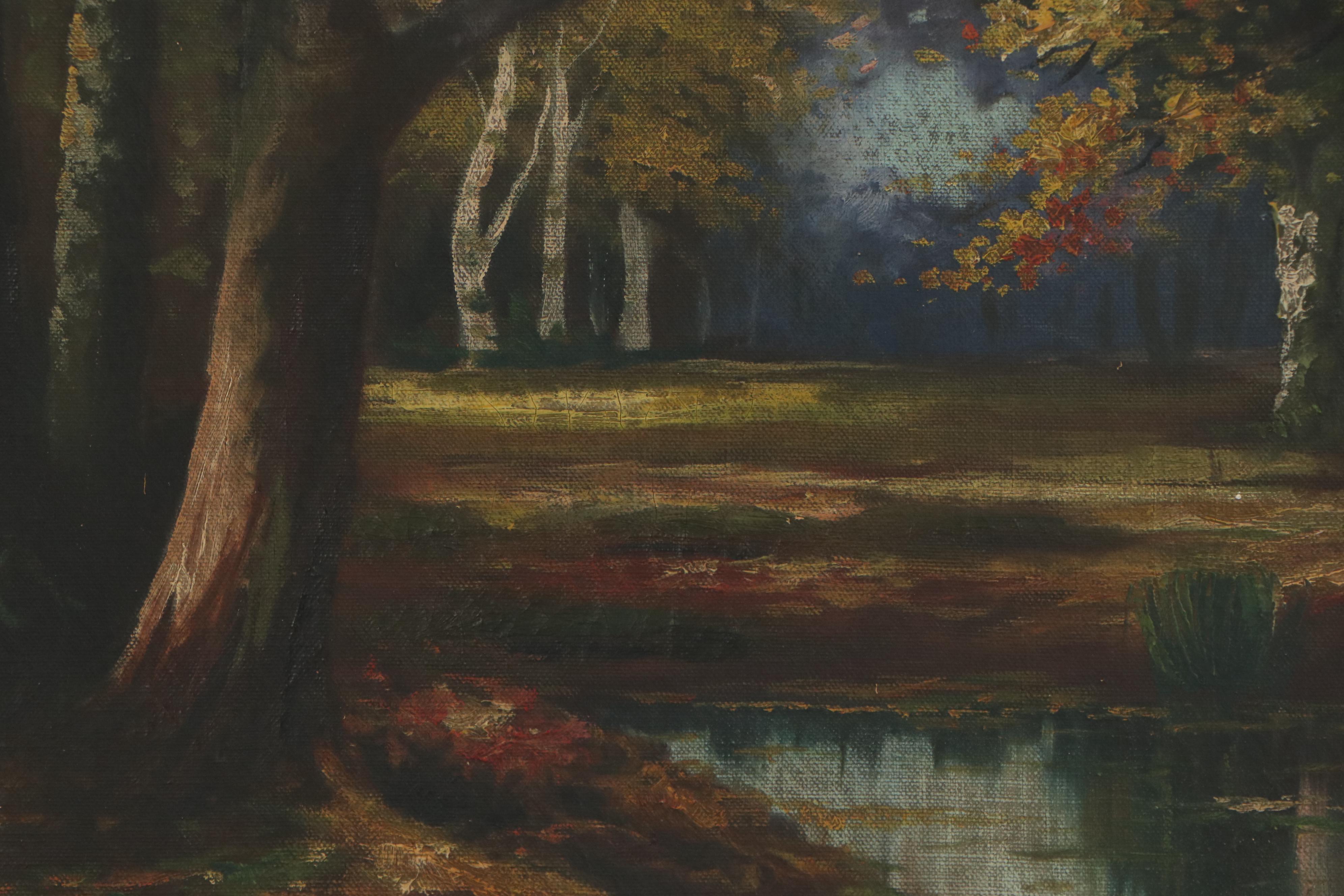 A. Kramer Oil Painting of Forest Landscape, Early 20th Century EBTH