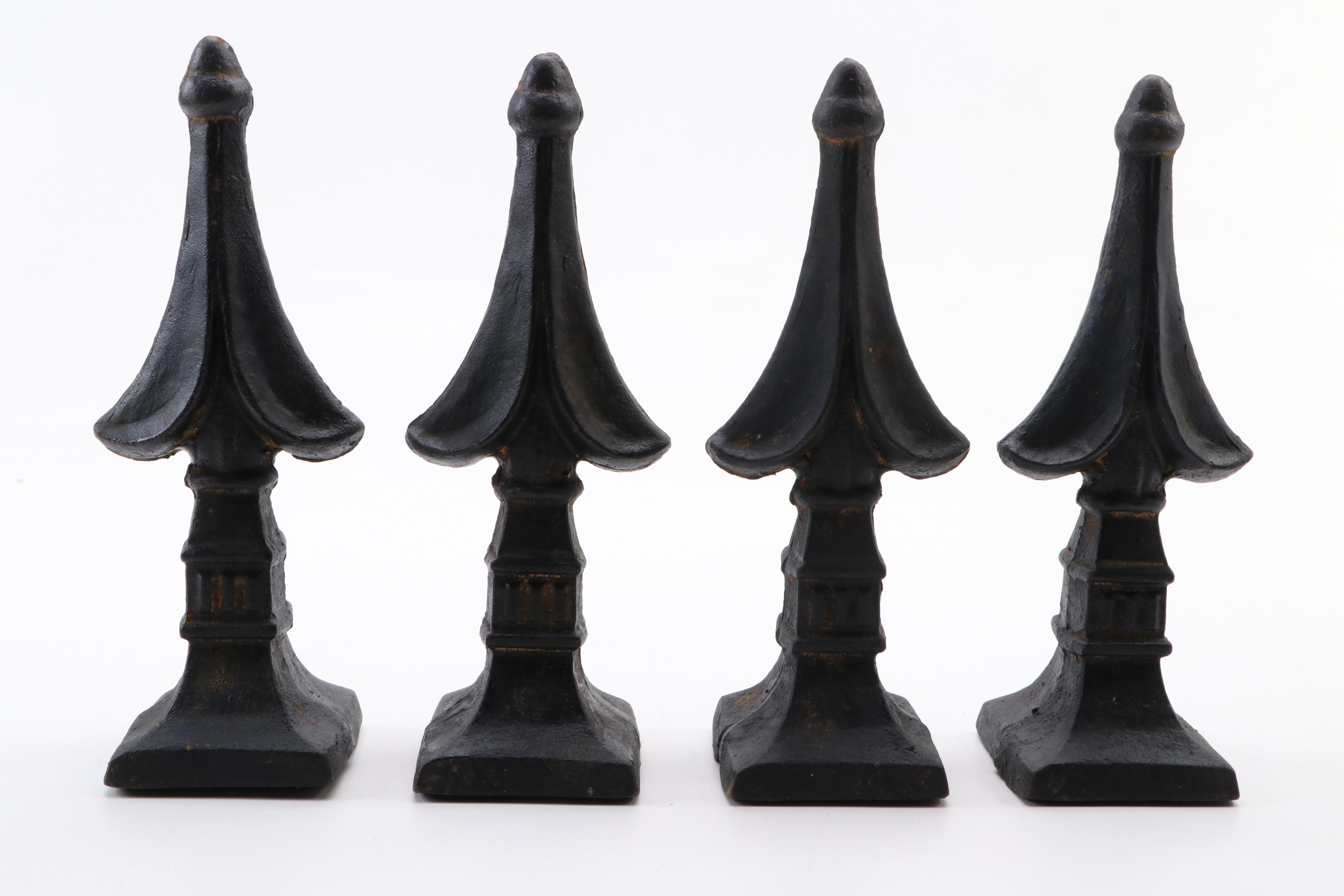 Victorian Architectural Salvage Cast Iron Fence Gate Finials, Late 19th