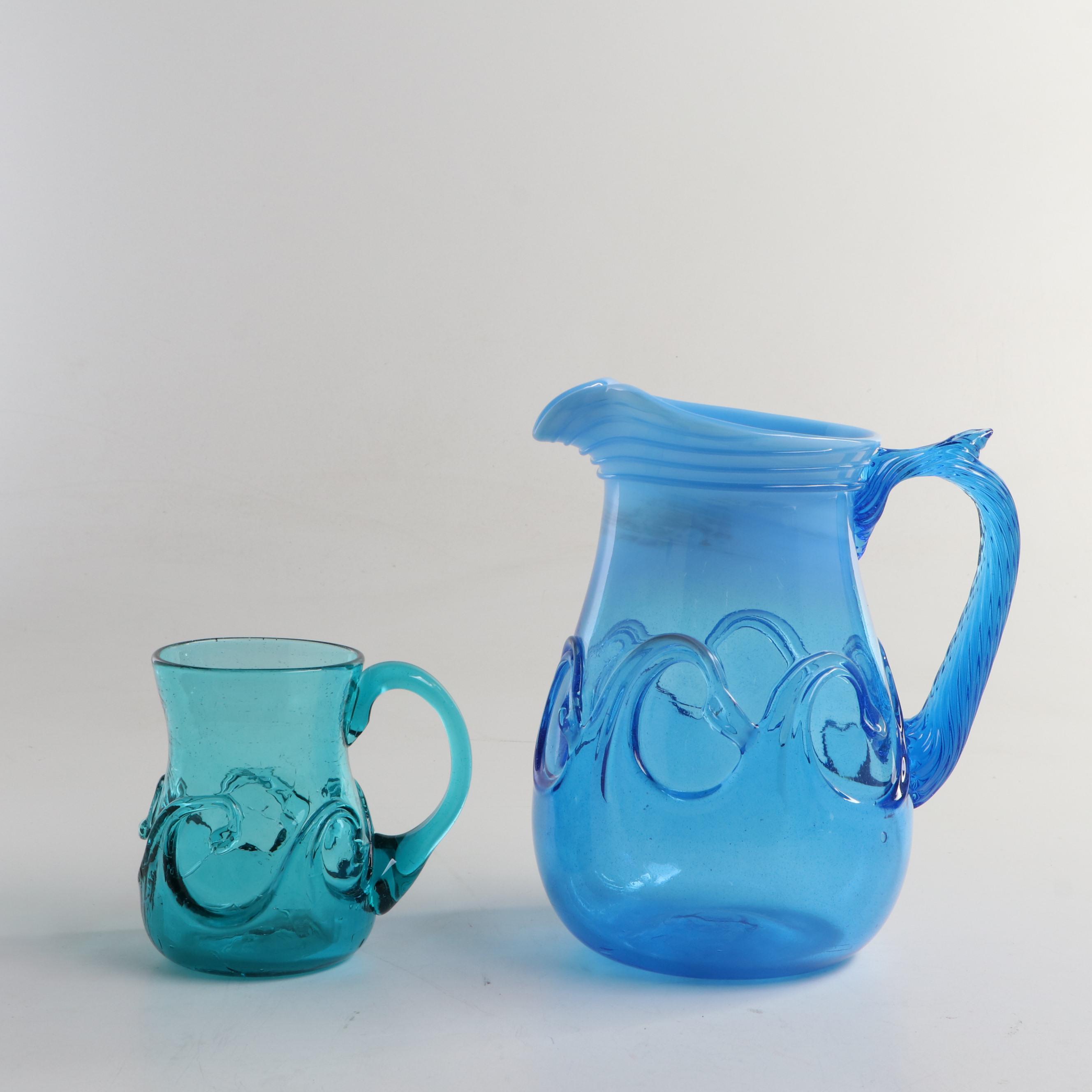 Joe Deanda HandBlown Pitcher and Mug with Other Art Glass Tableware EBTH