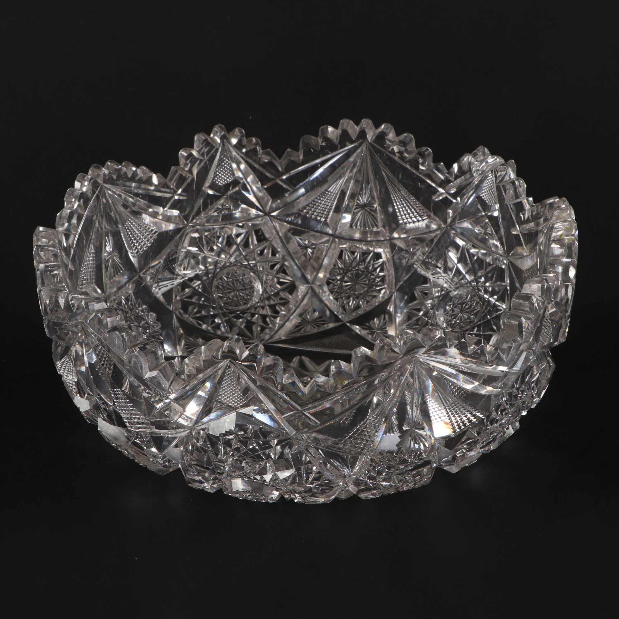 American Brilliant Cut Glass Bowls with Hobstar Motif and Glass Compote EBTH