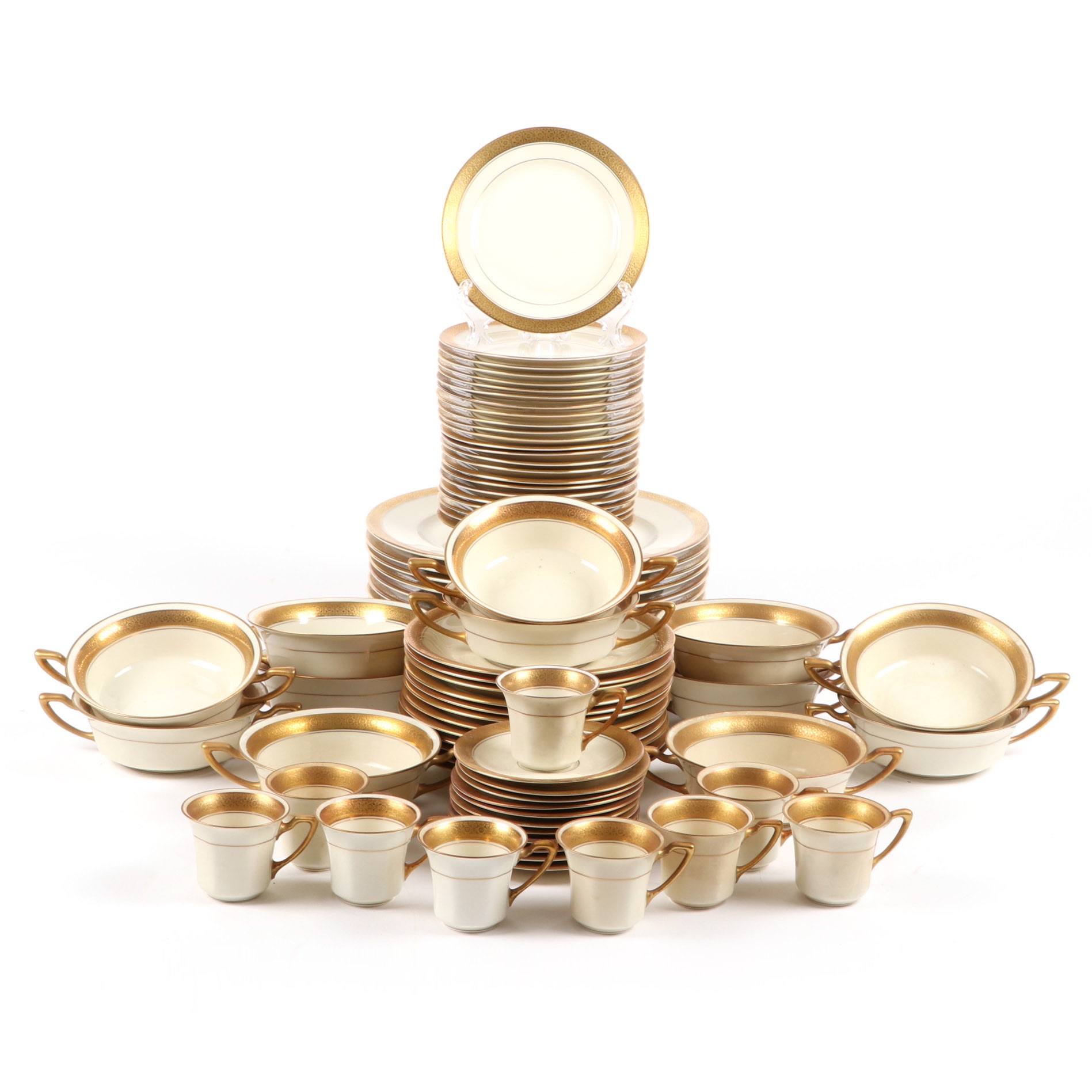 Rosenthal "Premier" Gold Rim Bone China Dinnerware EBTH