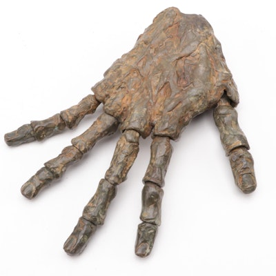 Brutalist Bronze Articulating Hand Sculpture