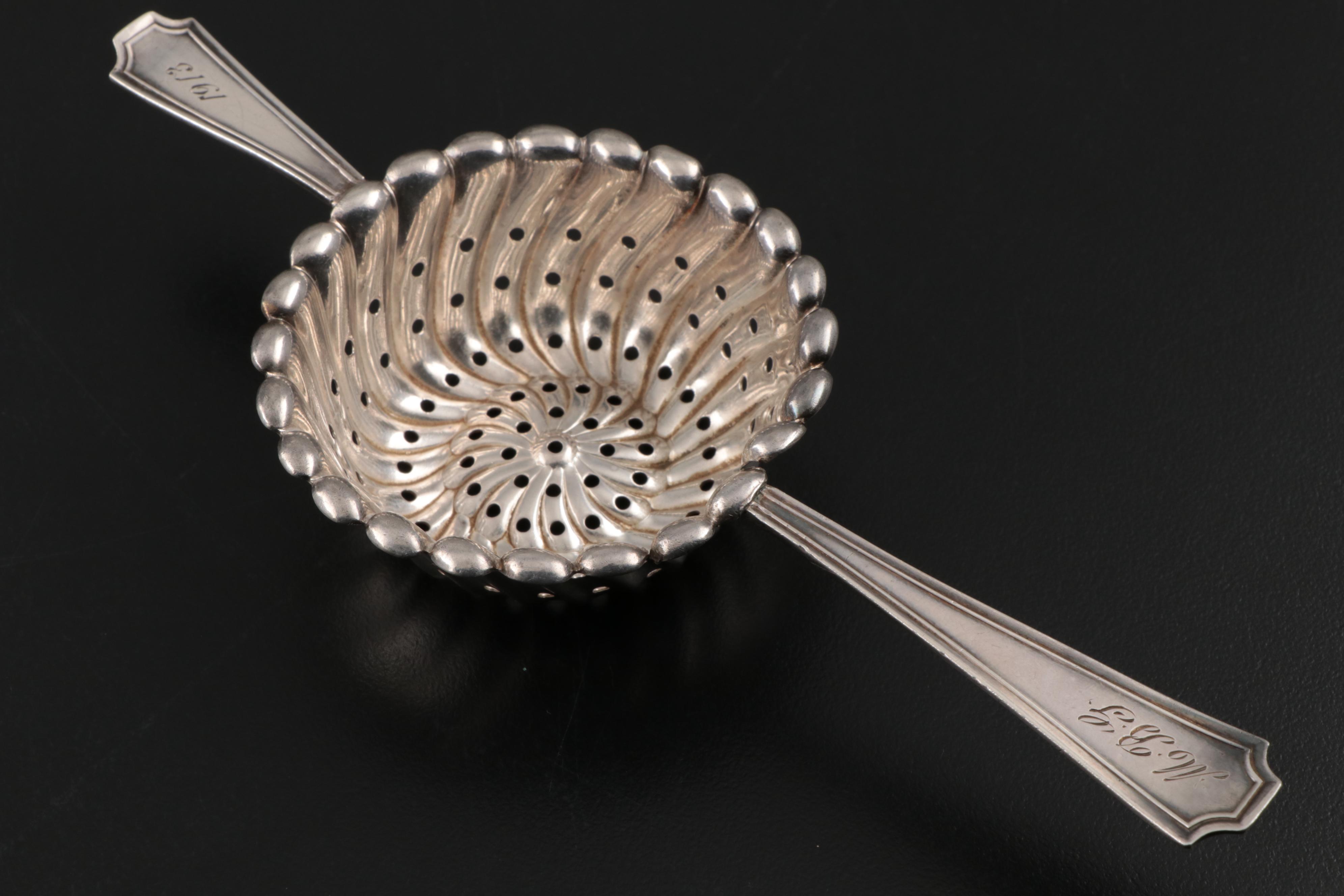 Sterling Silver Over Cup Tea Strainer Spoon, Early 20th Century EBTH