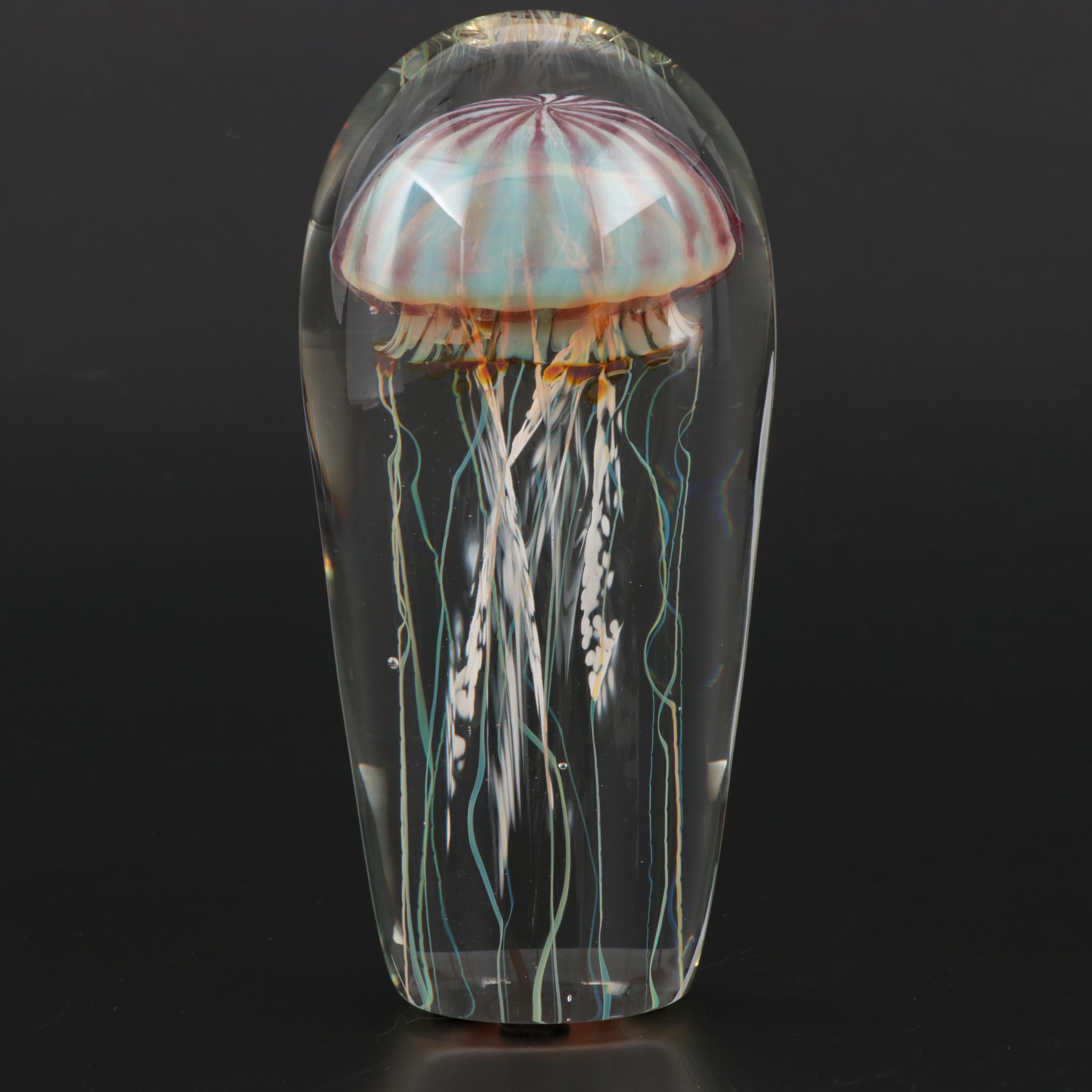 Satava Art Glass Jellyfish Paperweight EBTH