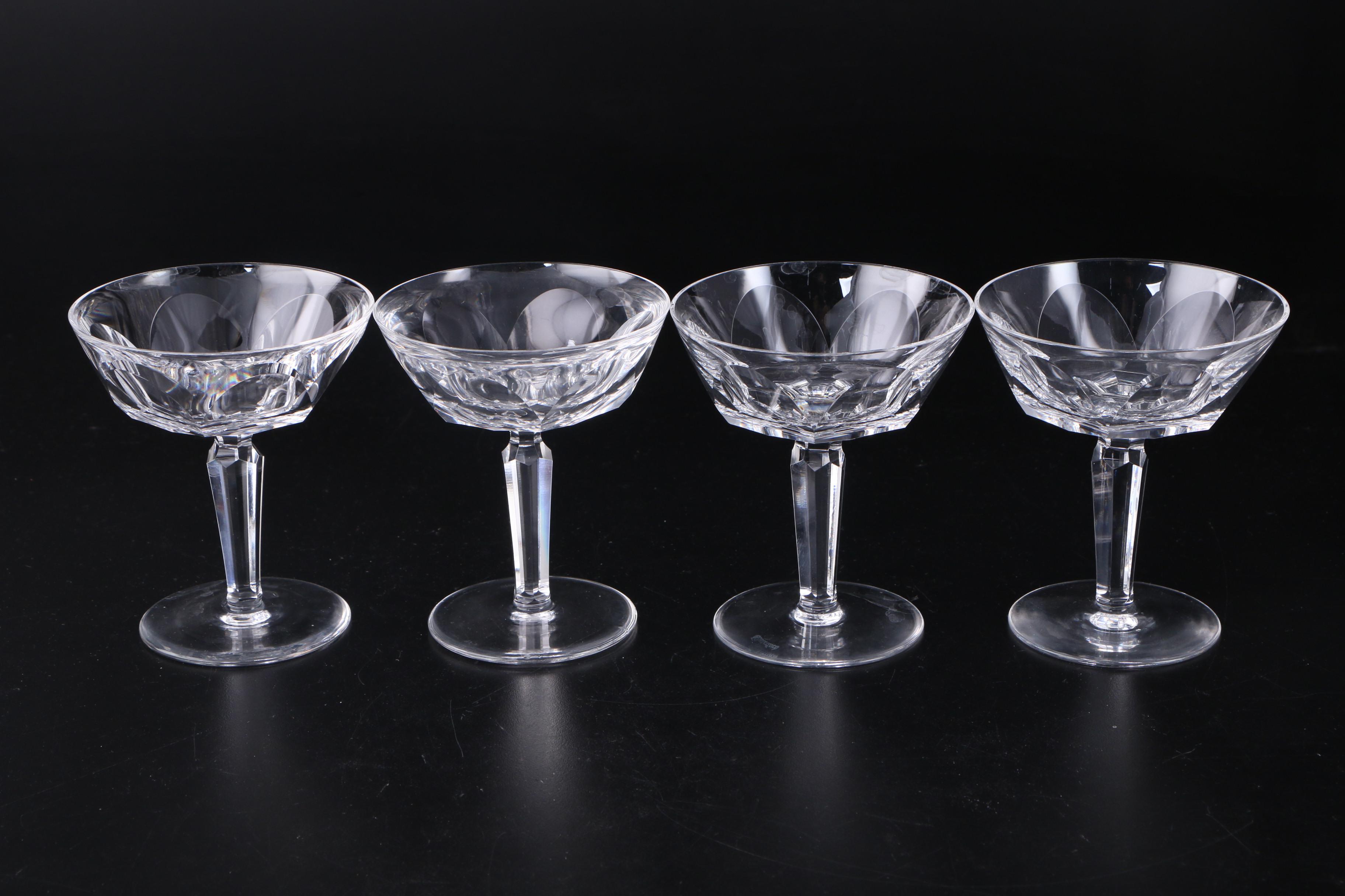 Waterford Crystal "Kathleen" Champagne Coupes, Mid to Late 20th Century