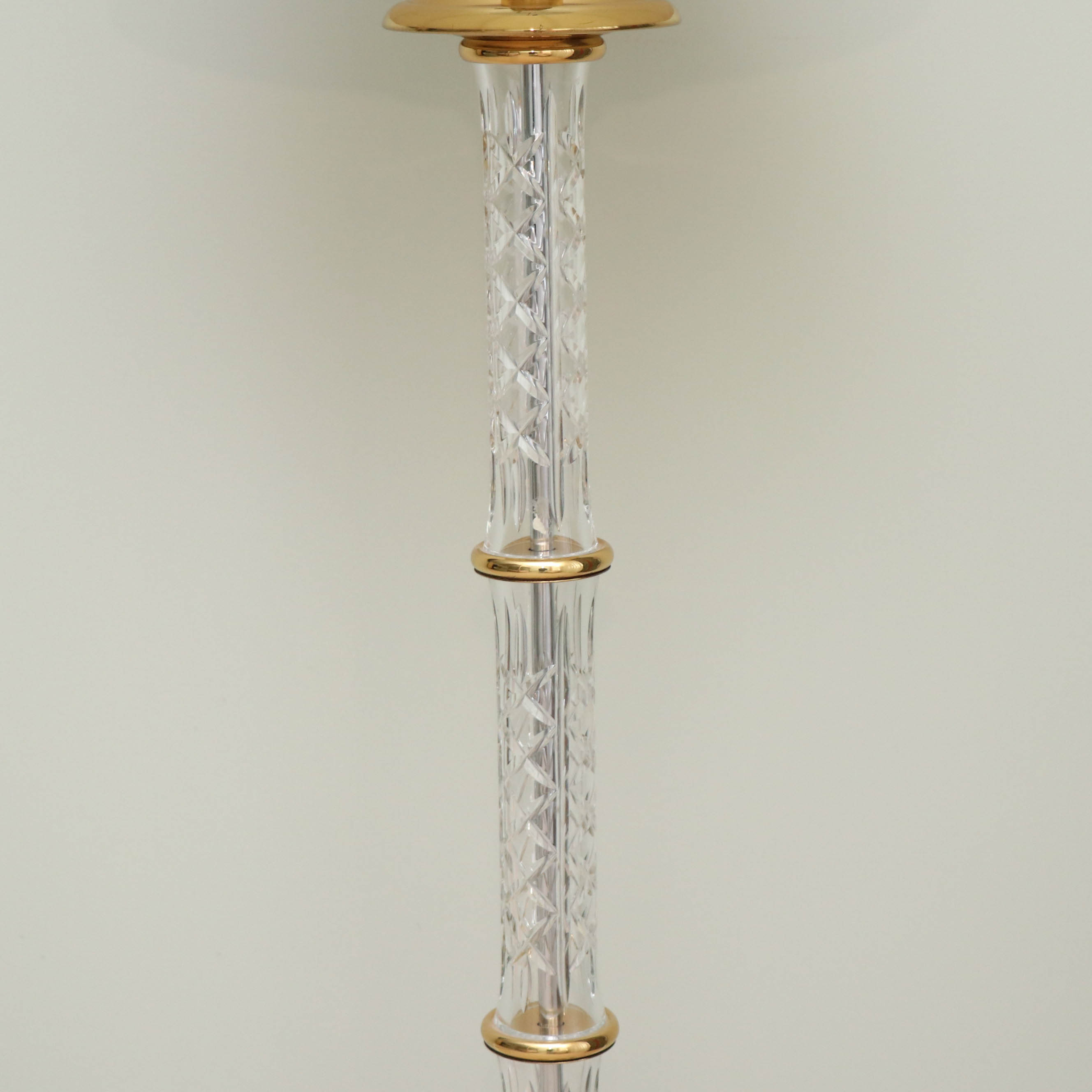 Waterford Crystal and Brass Floor Lamp with Fabric Bell Shade | EBTH