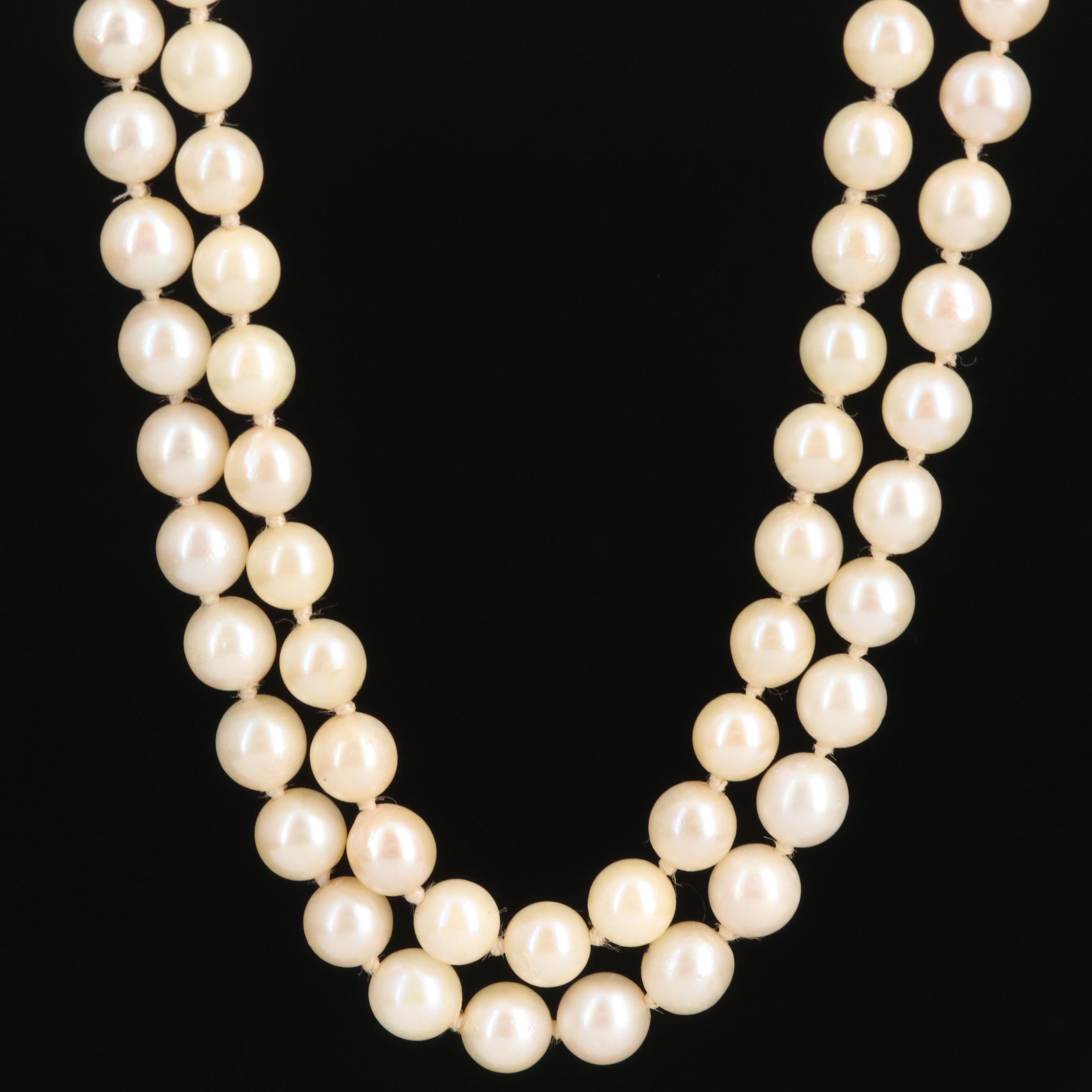 Vintage Double Strand of Pearls with 14K Filigree Clasp EBTH