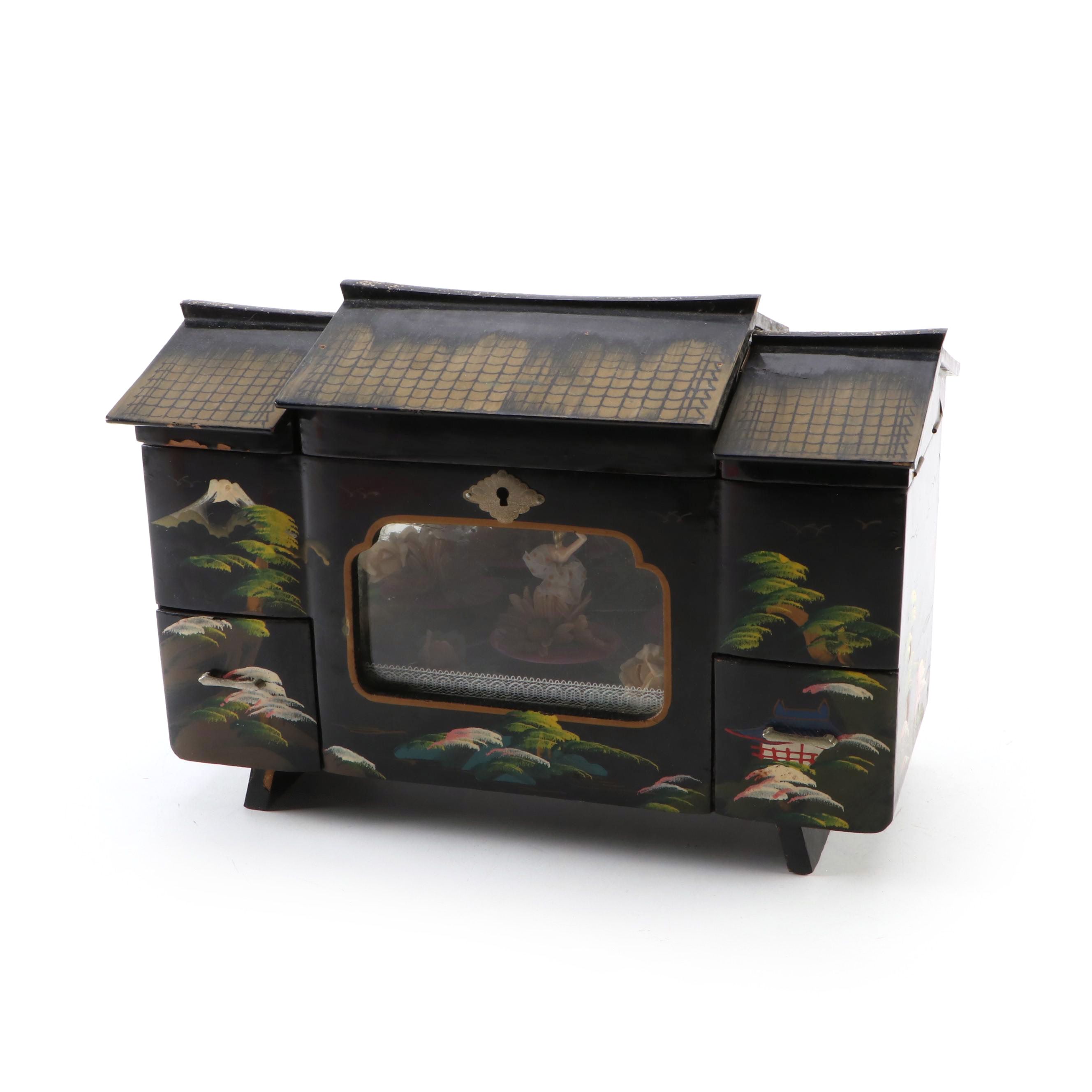 Toyo Japan Lacquer Wood Musical Jewelry Box Mid 20th Century Ebth