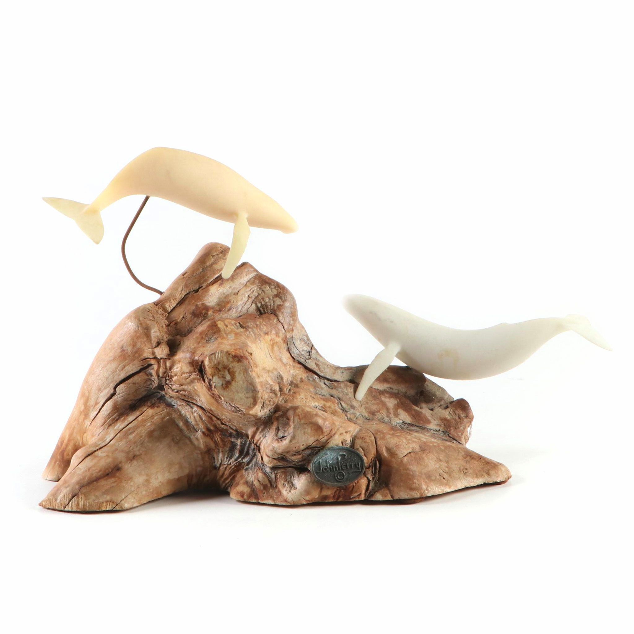 John Perry Studio Dual Whale Resin Sculpture | EBTH
