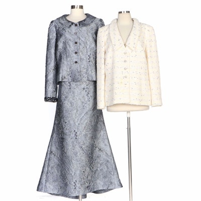 Peggy Jennings Full-Length Evening Skirt Set and Embellished Tweed Jacket