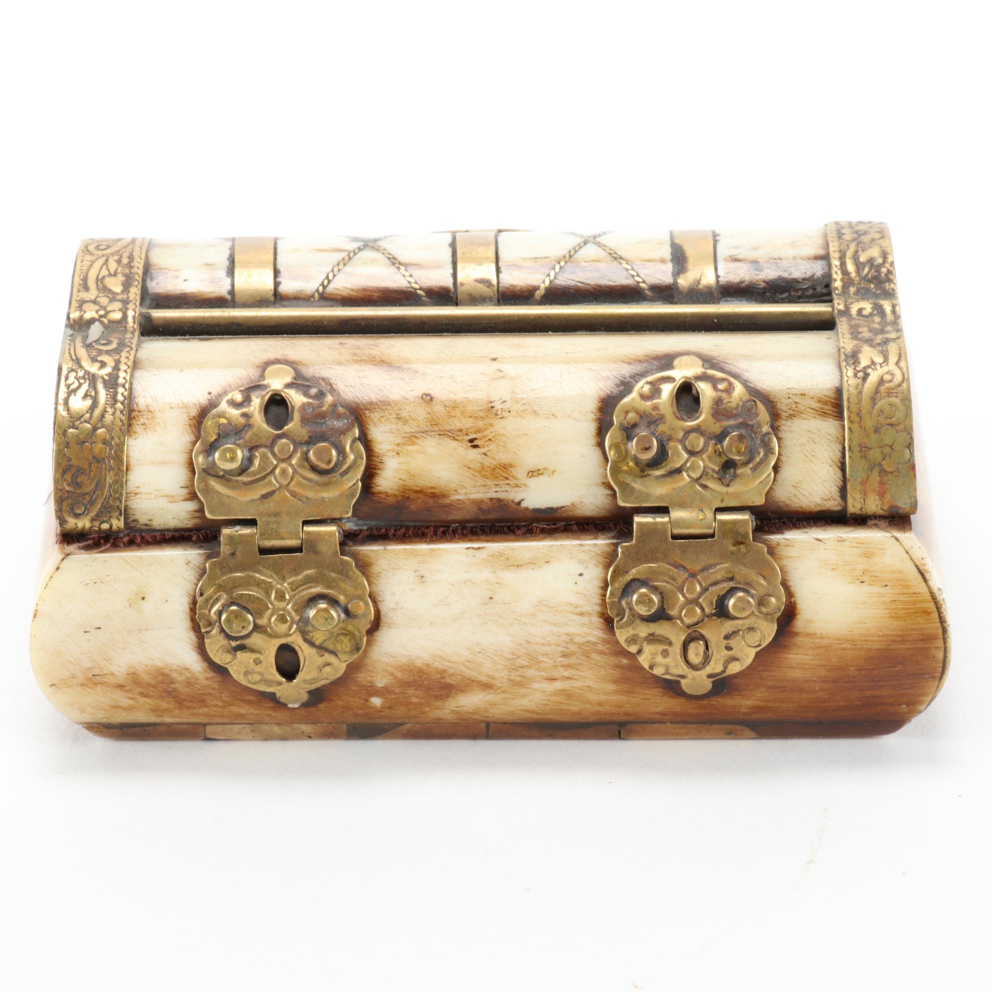 Indian Bone and Brass Trinket Box EBTH