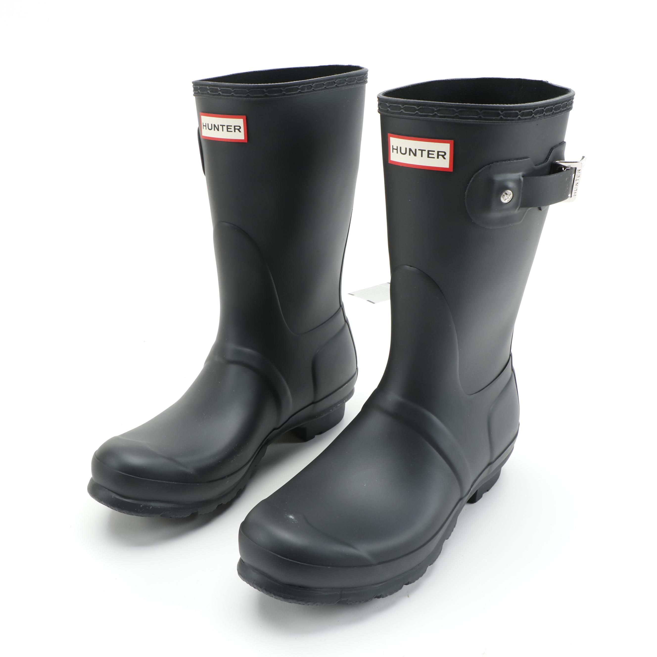 Hunter Matte Black Original Short Rain Boots with Box, Size 8 EBTH