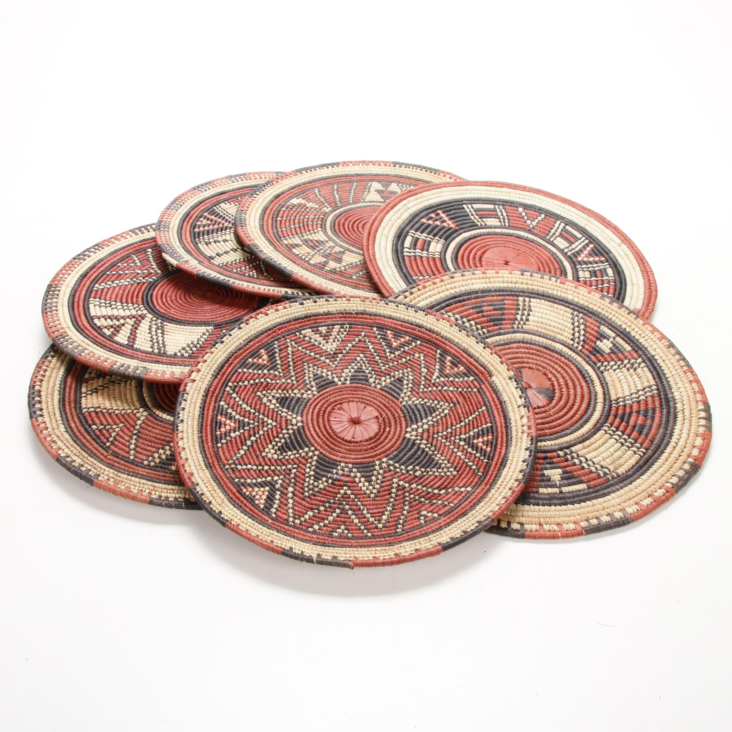 Nigerian Hausa Handwoven Grass Flat Baskets EBTH