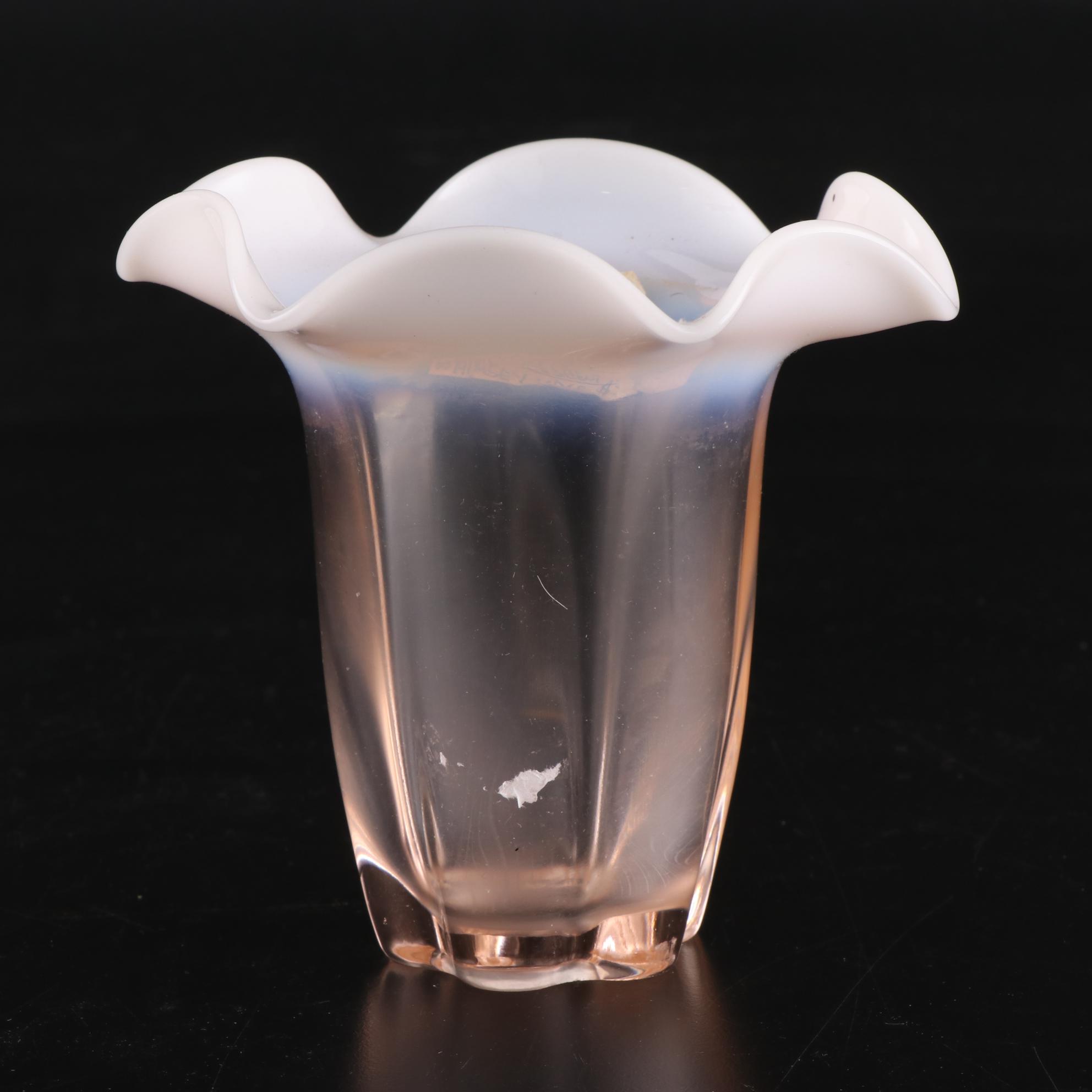 Duncan & Miller "Canterbury Pink" Opalescent Vase and Art Glass