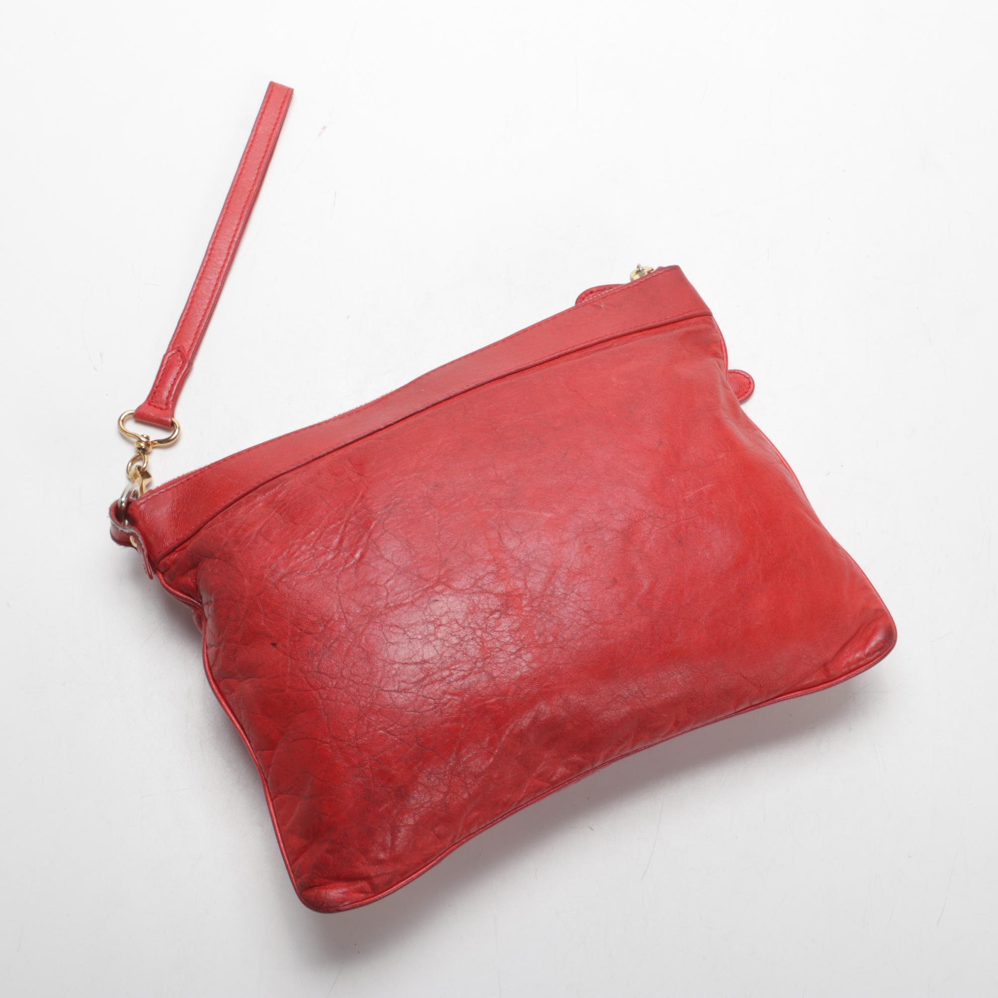 balenciaga red clutch